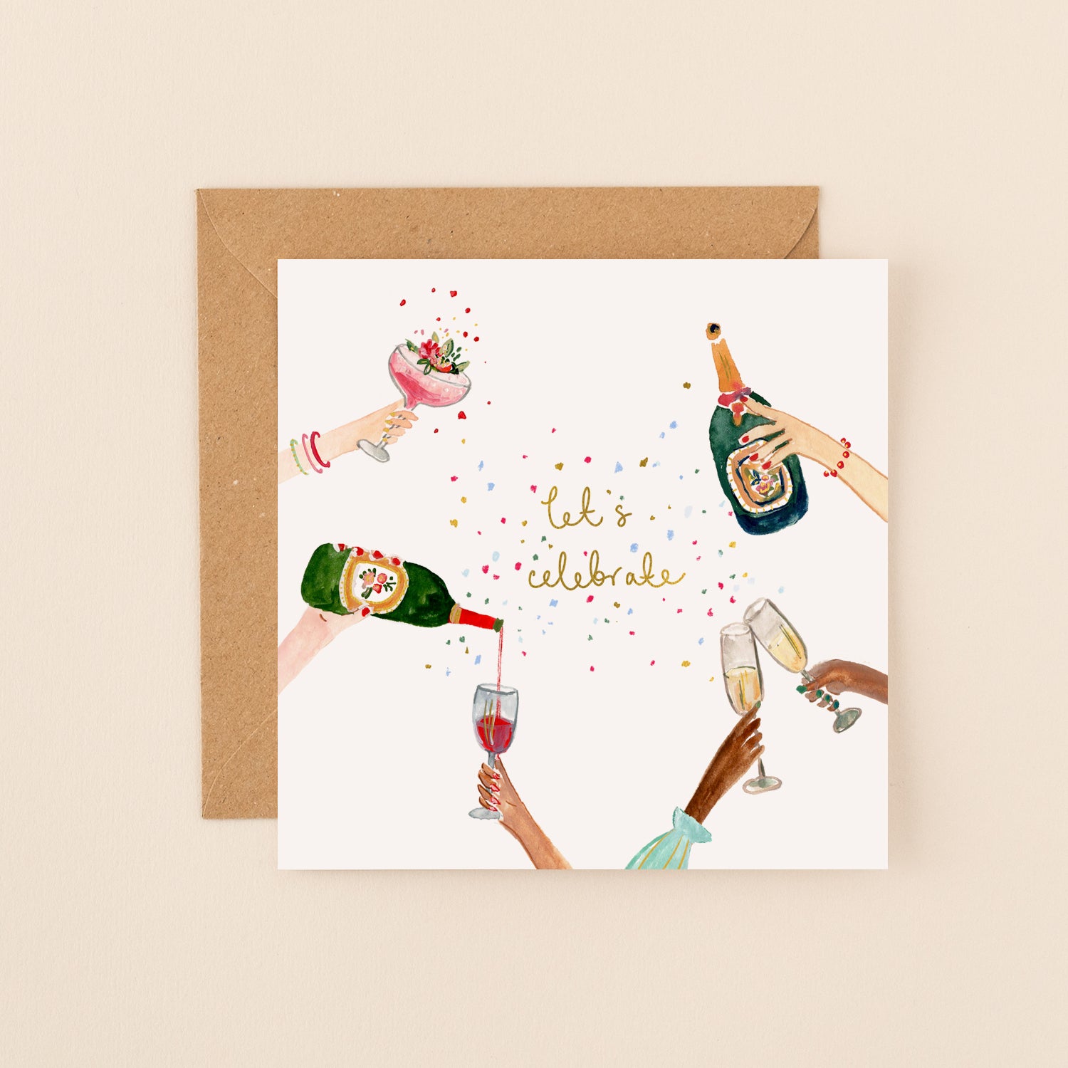 Champagne and Cocktails Let's Celebrate Card