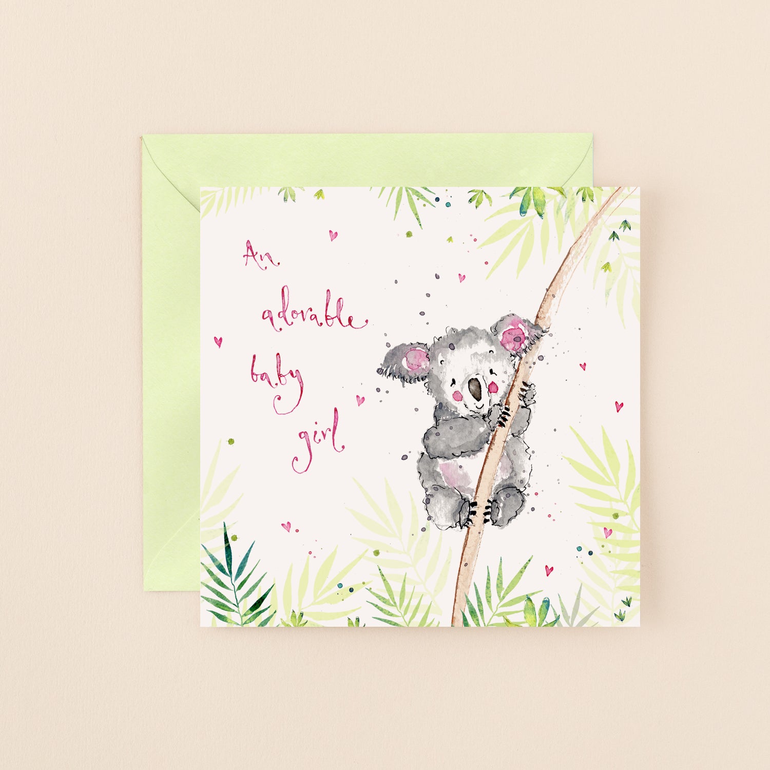 Koala Baby Girl New Baby Card