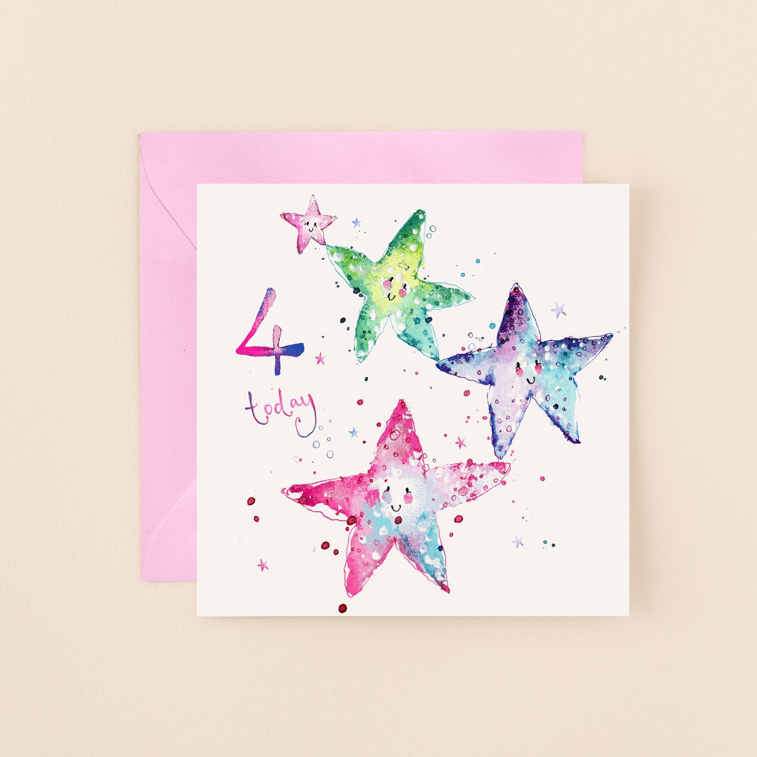 Starfish 4th Birthday Card