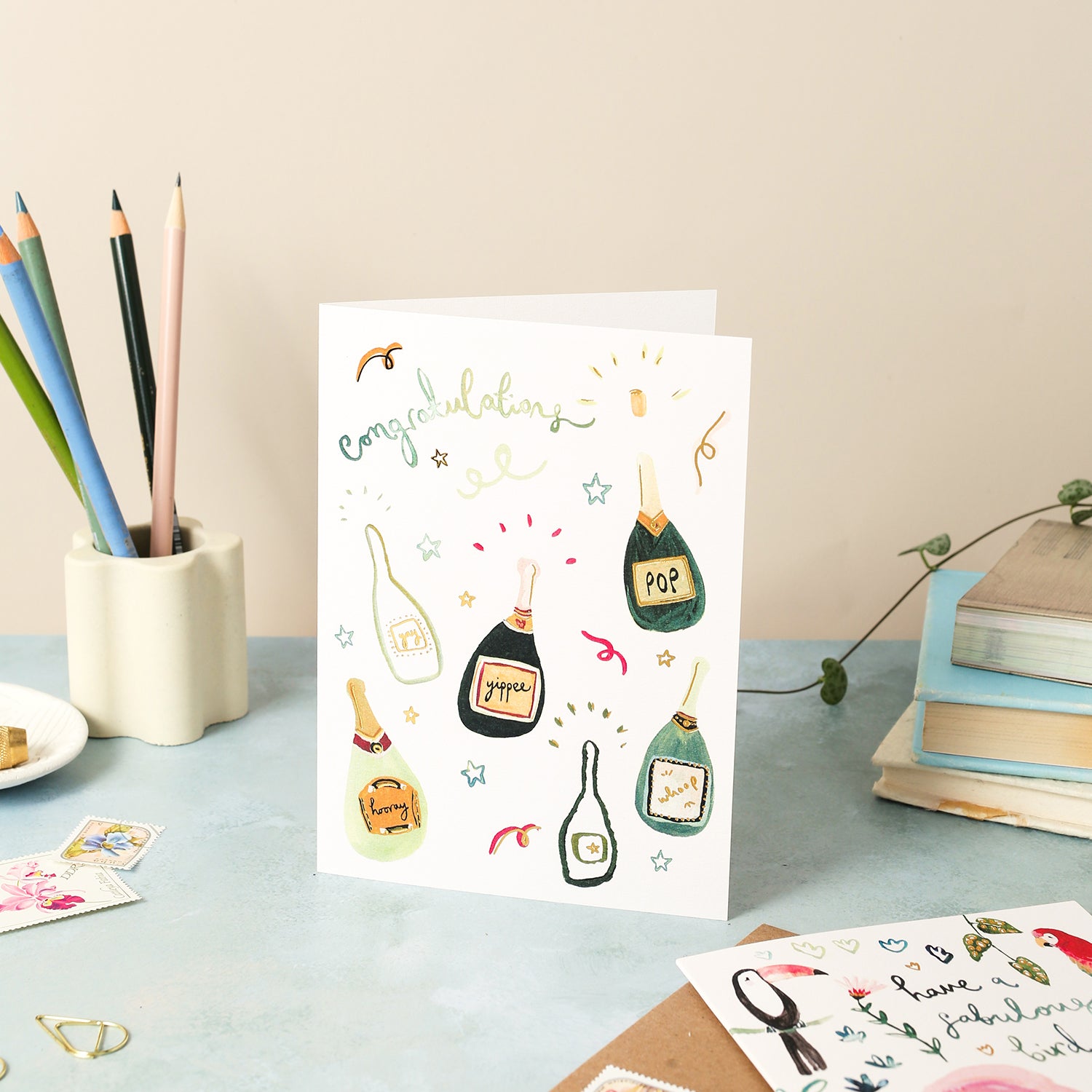 Champagne Bottles Congratulations Card