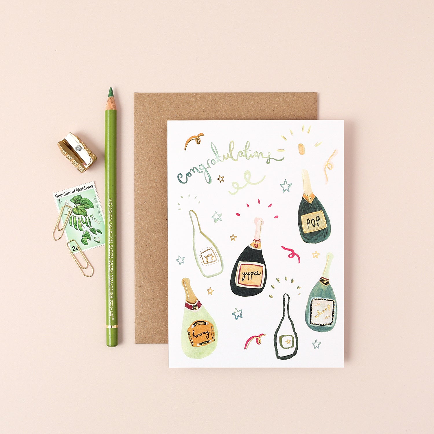 Champagne Bottles Congratulations Card