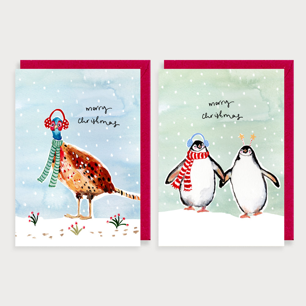 Pheasant and Penguin Christmas Card Pack