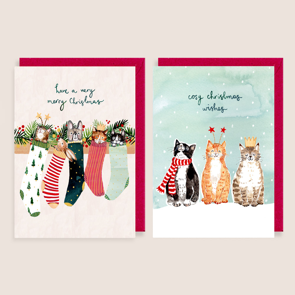 Animals and Stockings Christmas Card Pack