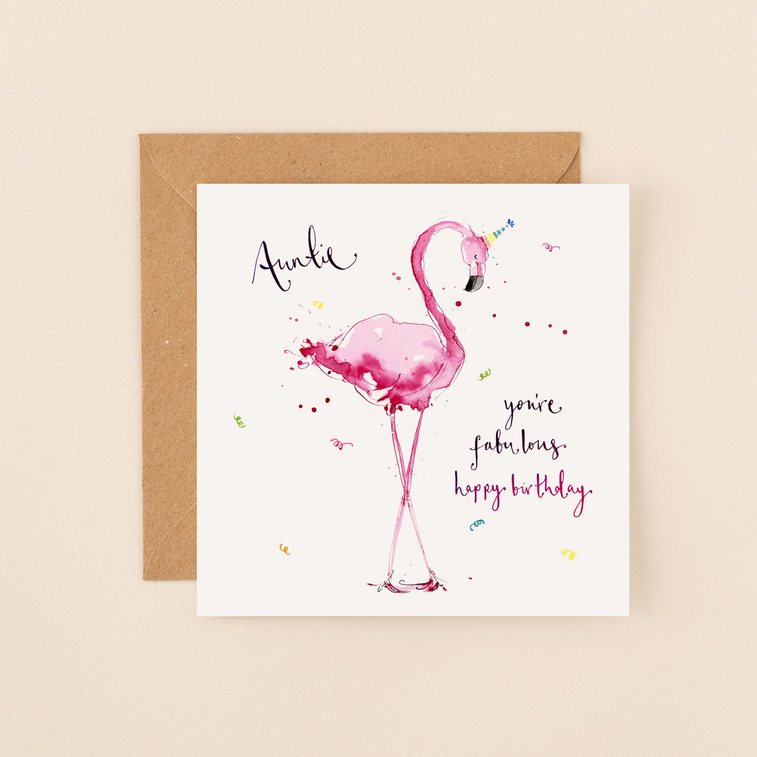 Flamingo Auntie Birthday Card