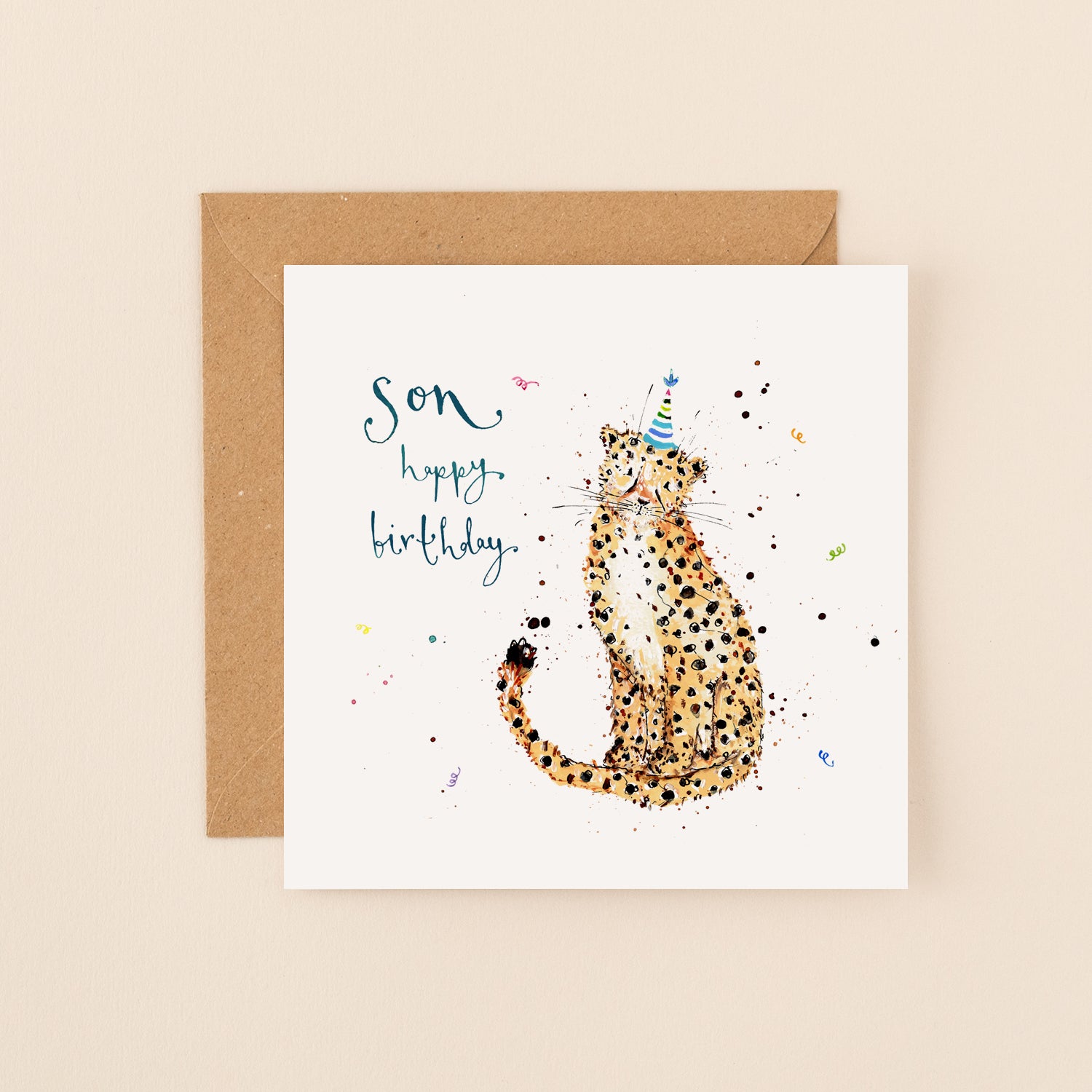 Cheetah Son Birthday Card