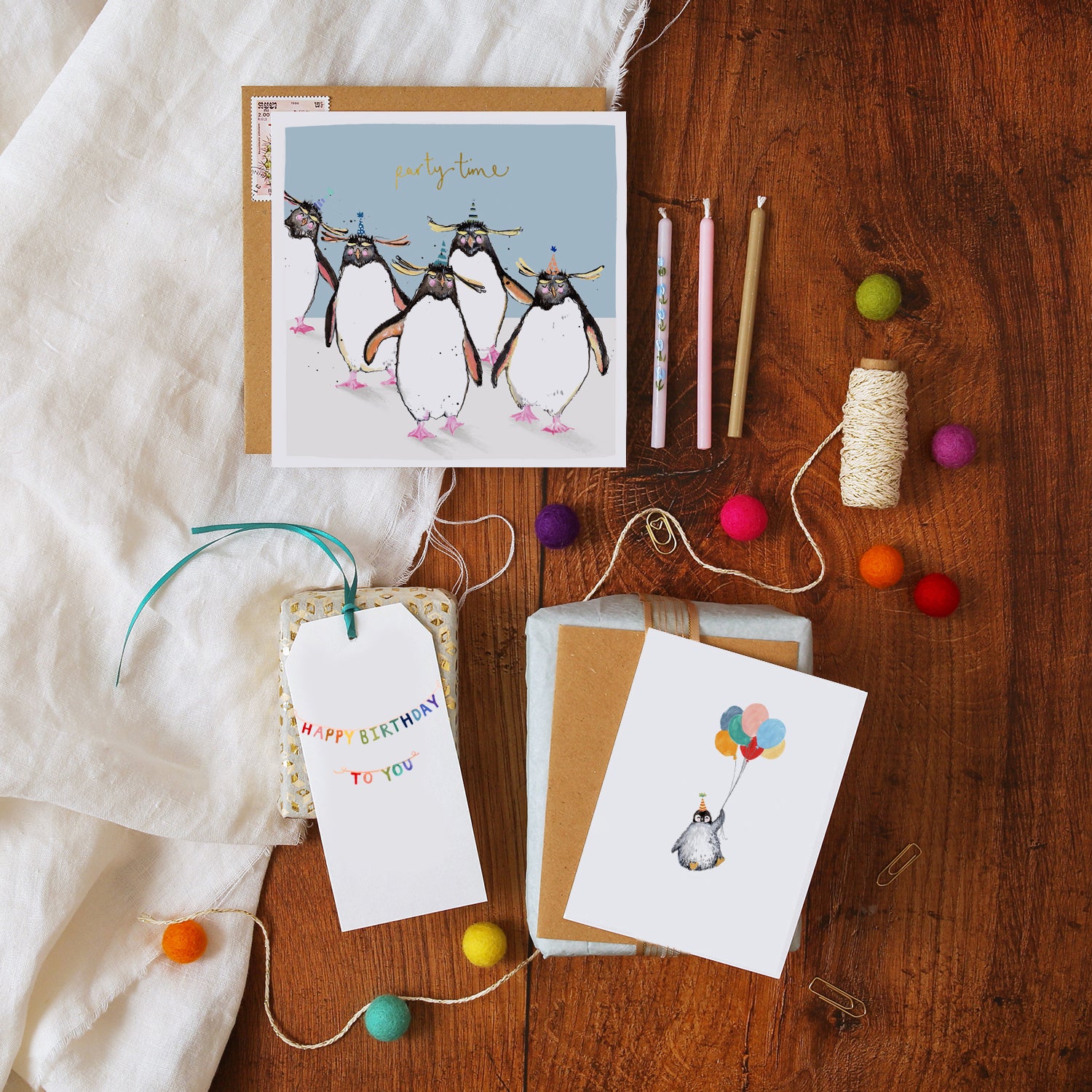 Penguins Happy Birthday Card