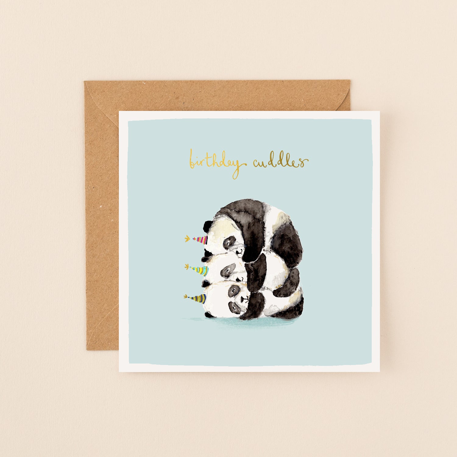 Pandas Cuddles Birthday Card