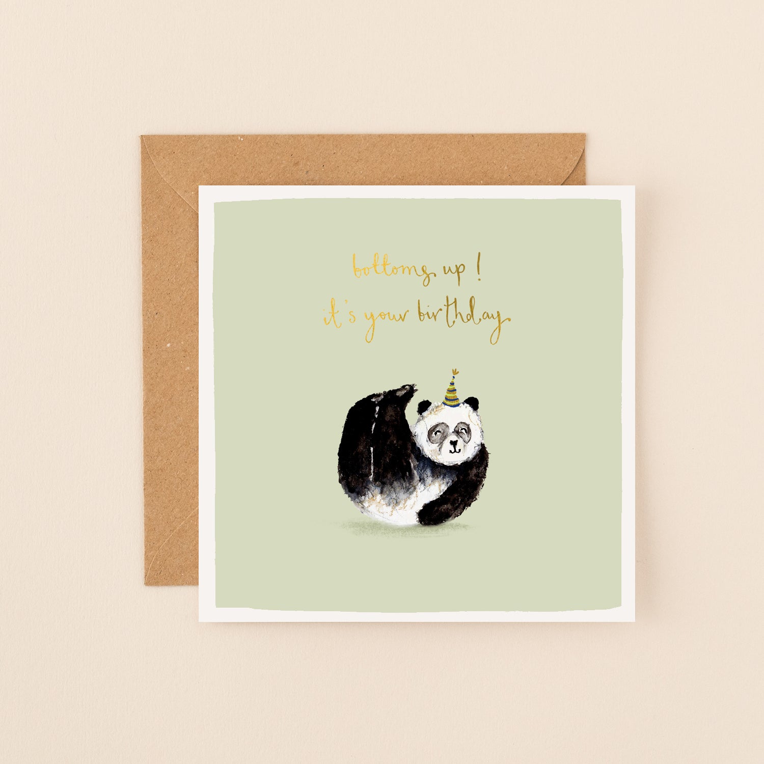 Panda Bottoms Up Birthday Card