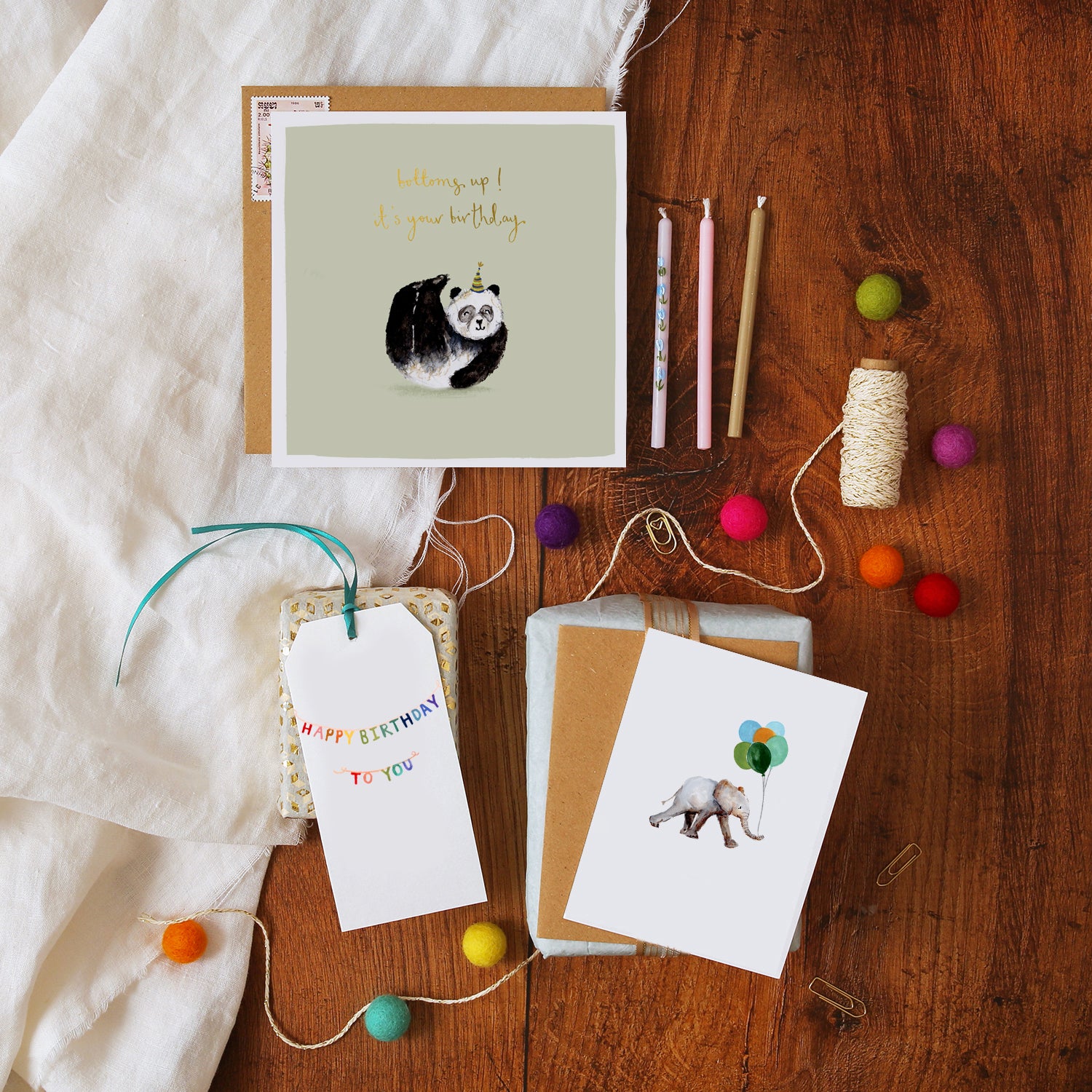 Panda Bottoms Up Birthday Card