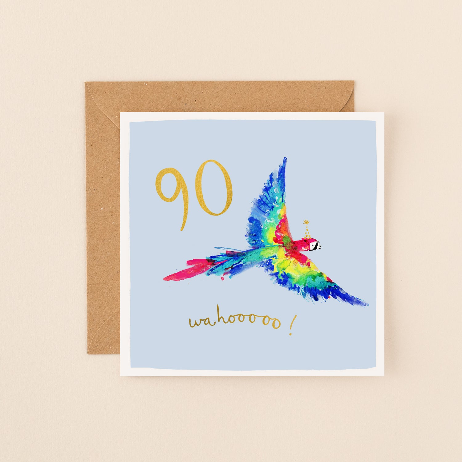 Macaw 90th Birthday Card