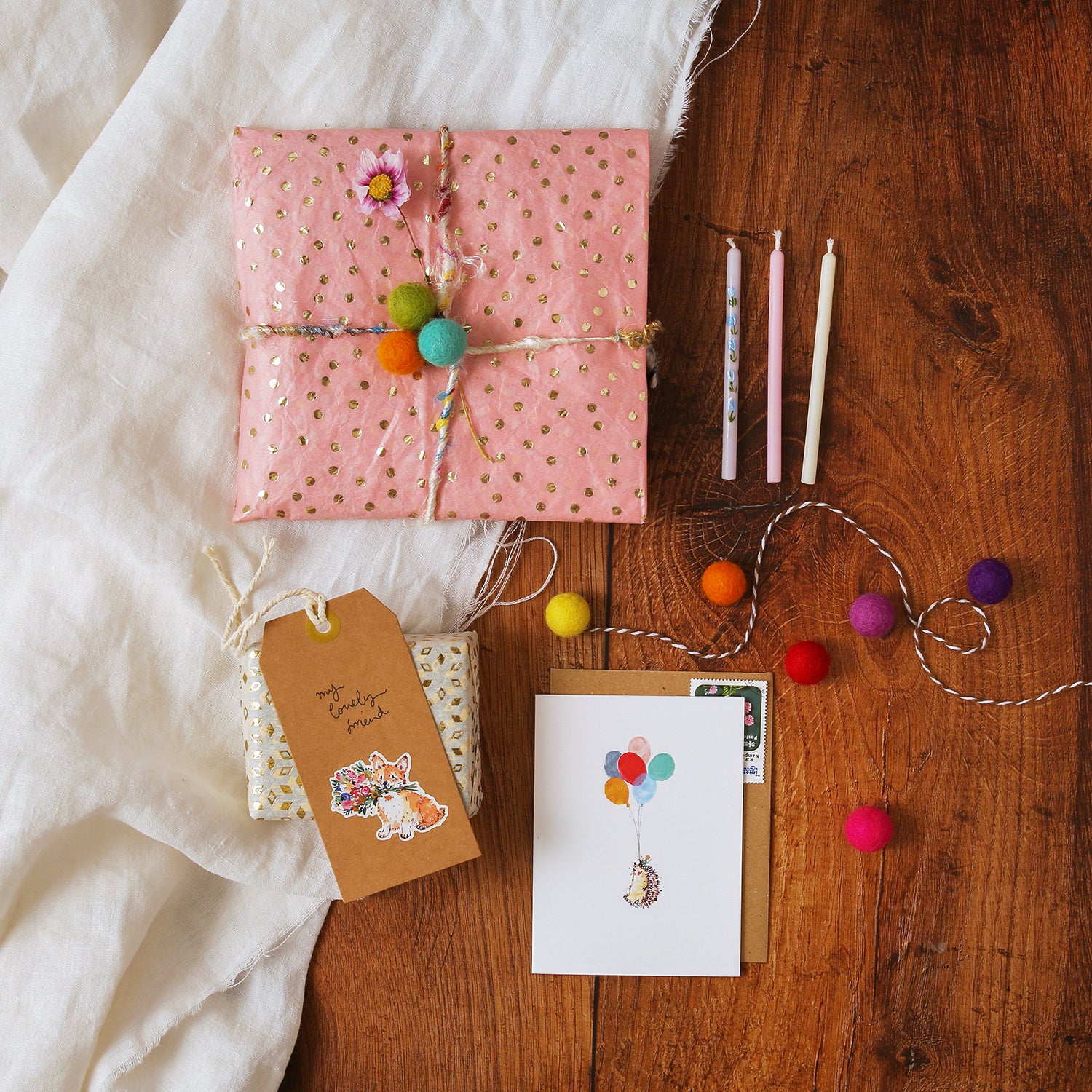Hedgehog and Balloons Mini Card