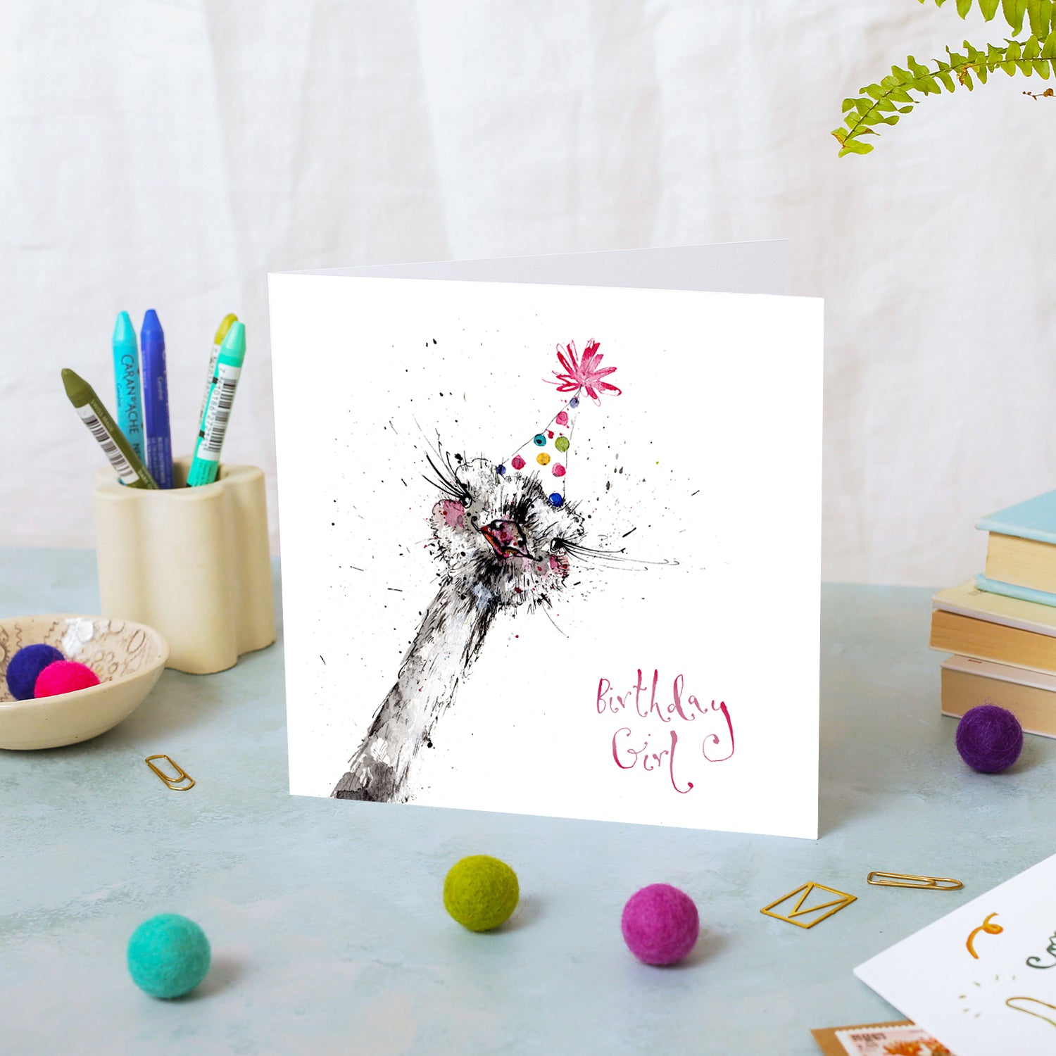 Ostrich Birthday Girl Birthday Card