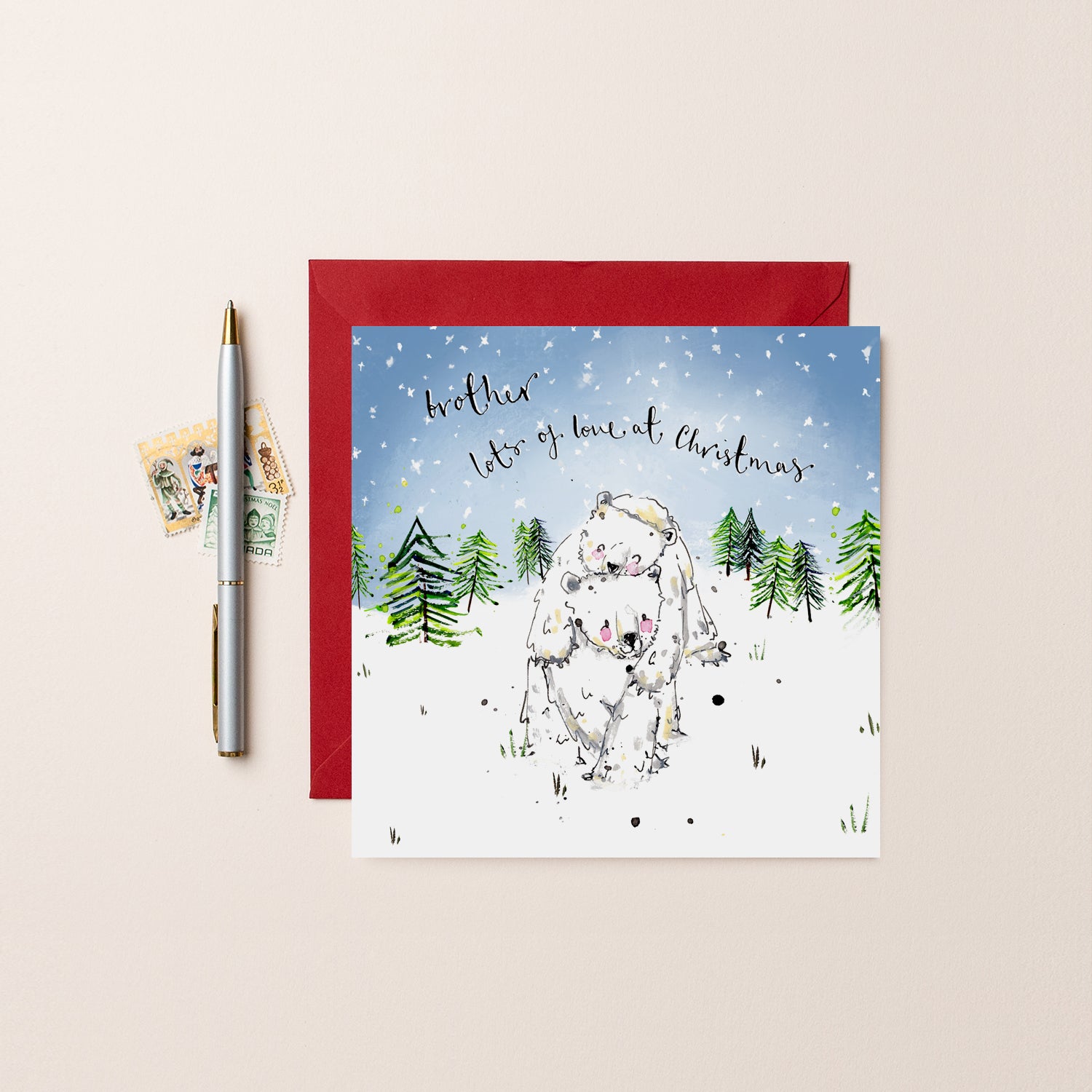 Polar Bears Merry Christmas Brother Christmas Card for Brother