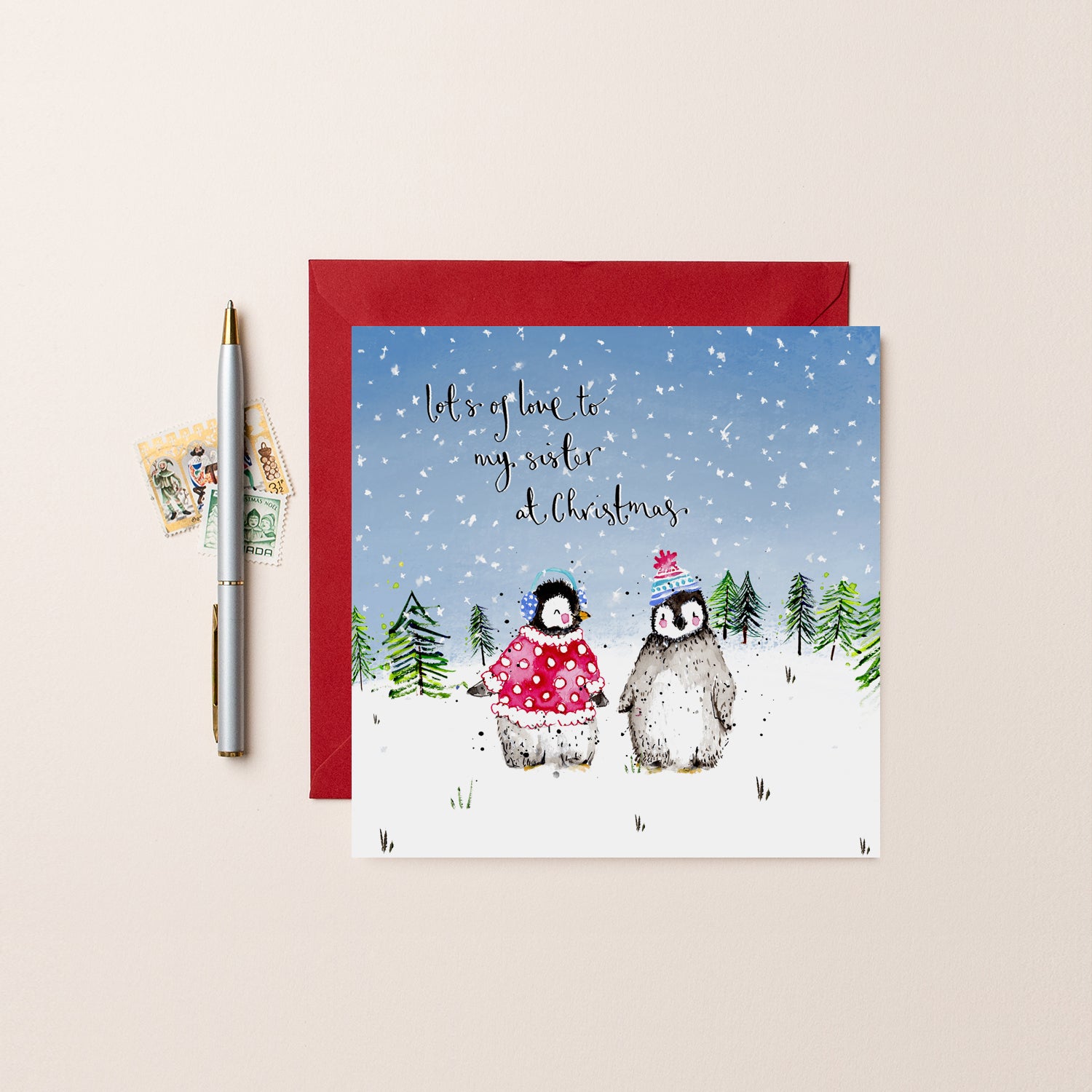 Penguins Sister Christmas Card