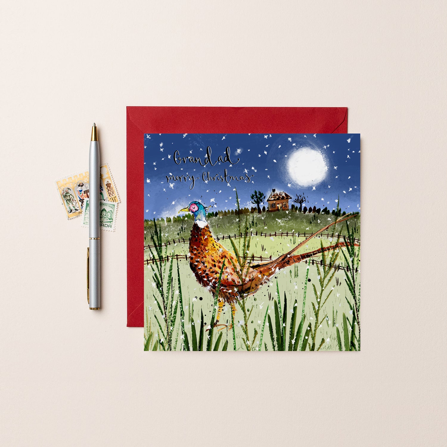 Pheasant Merry Christmas Grandad Christmas Card