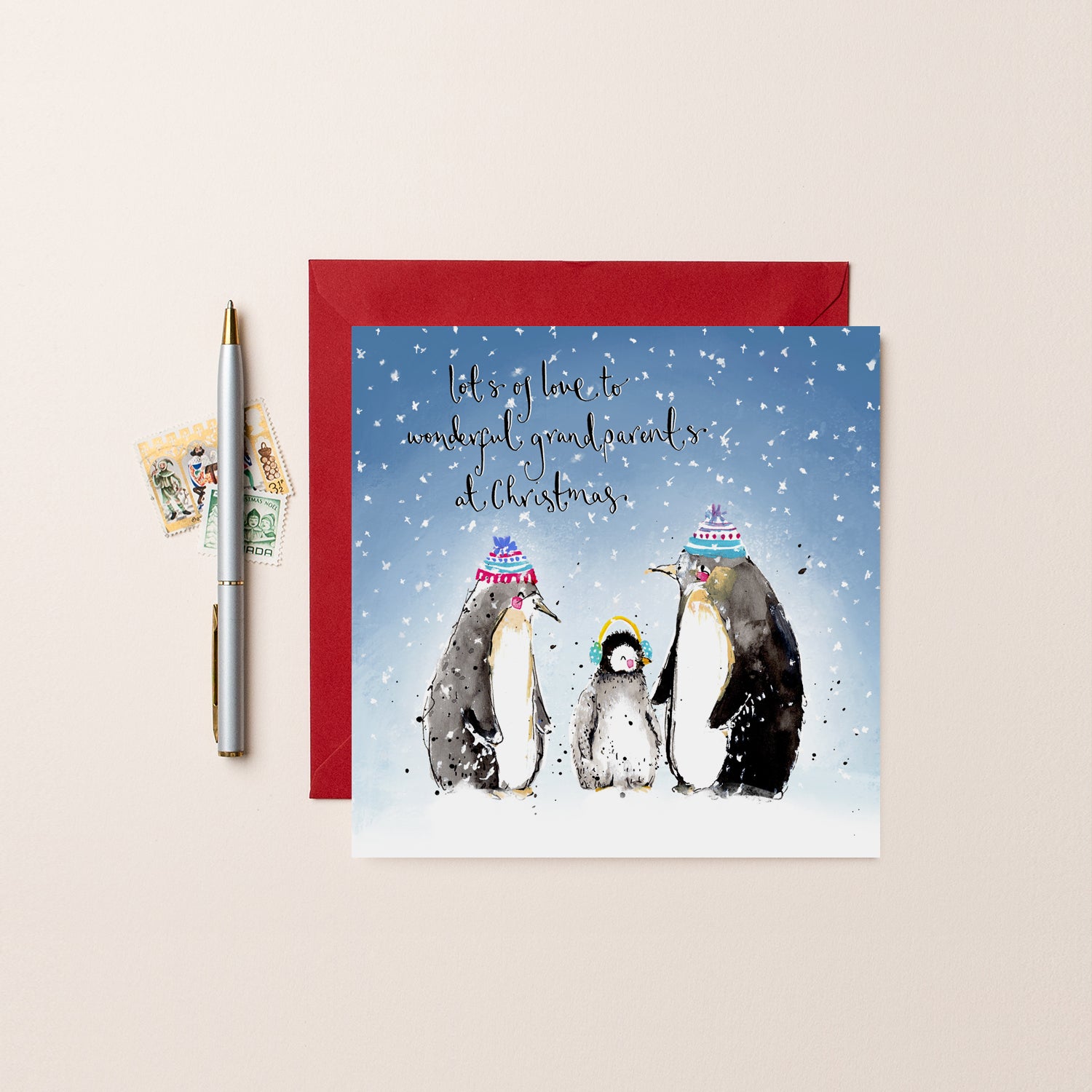 Grandparents Penguins Christmas Card