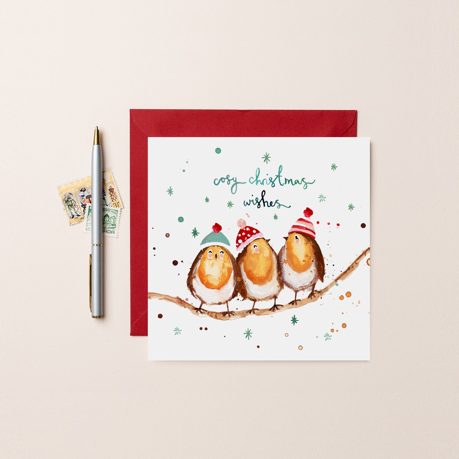 Cosy Christmas Robins Christmas Card