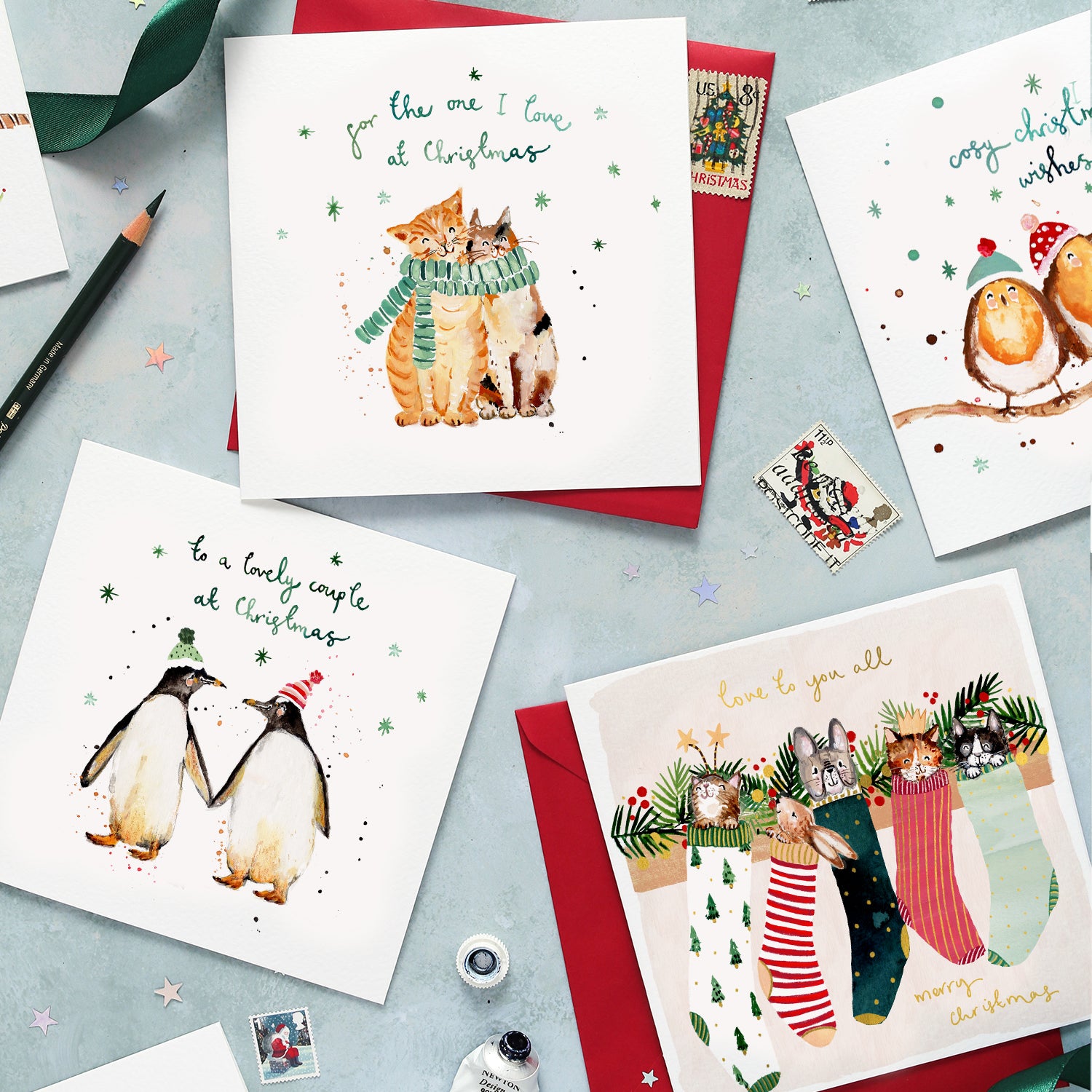 Cats For The One I Love Christmas Card