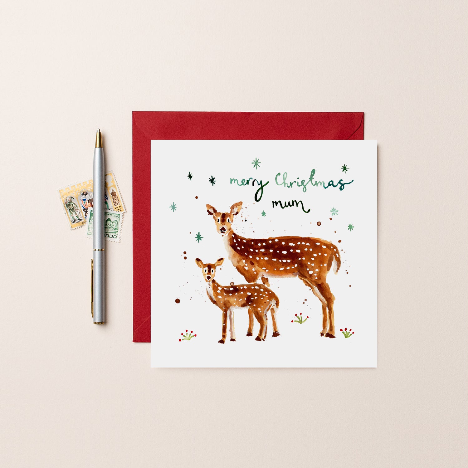 Deers Merry Christmas Card for Mum