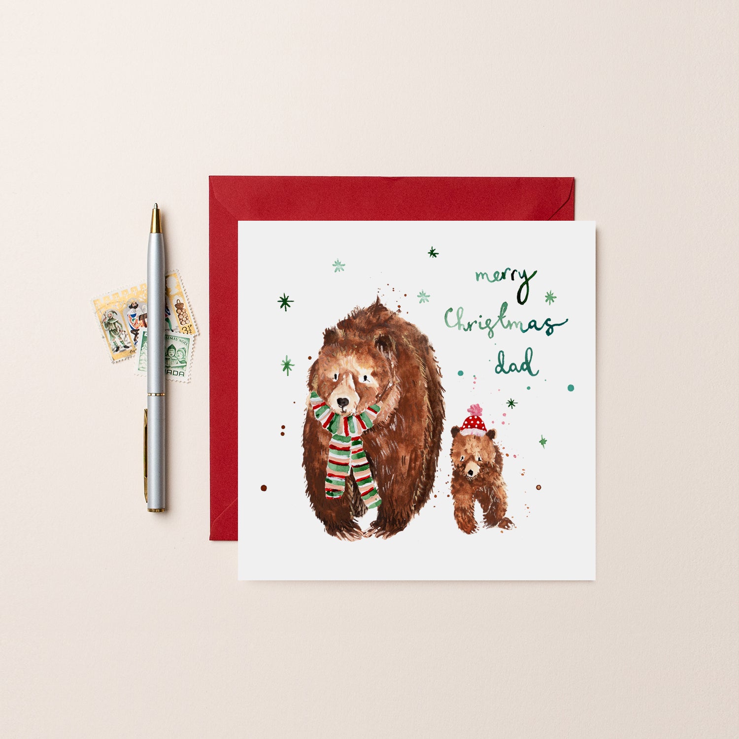 Brown Bears Dad Christmas Card