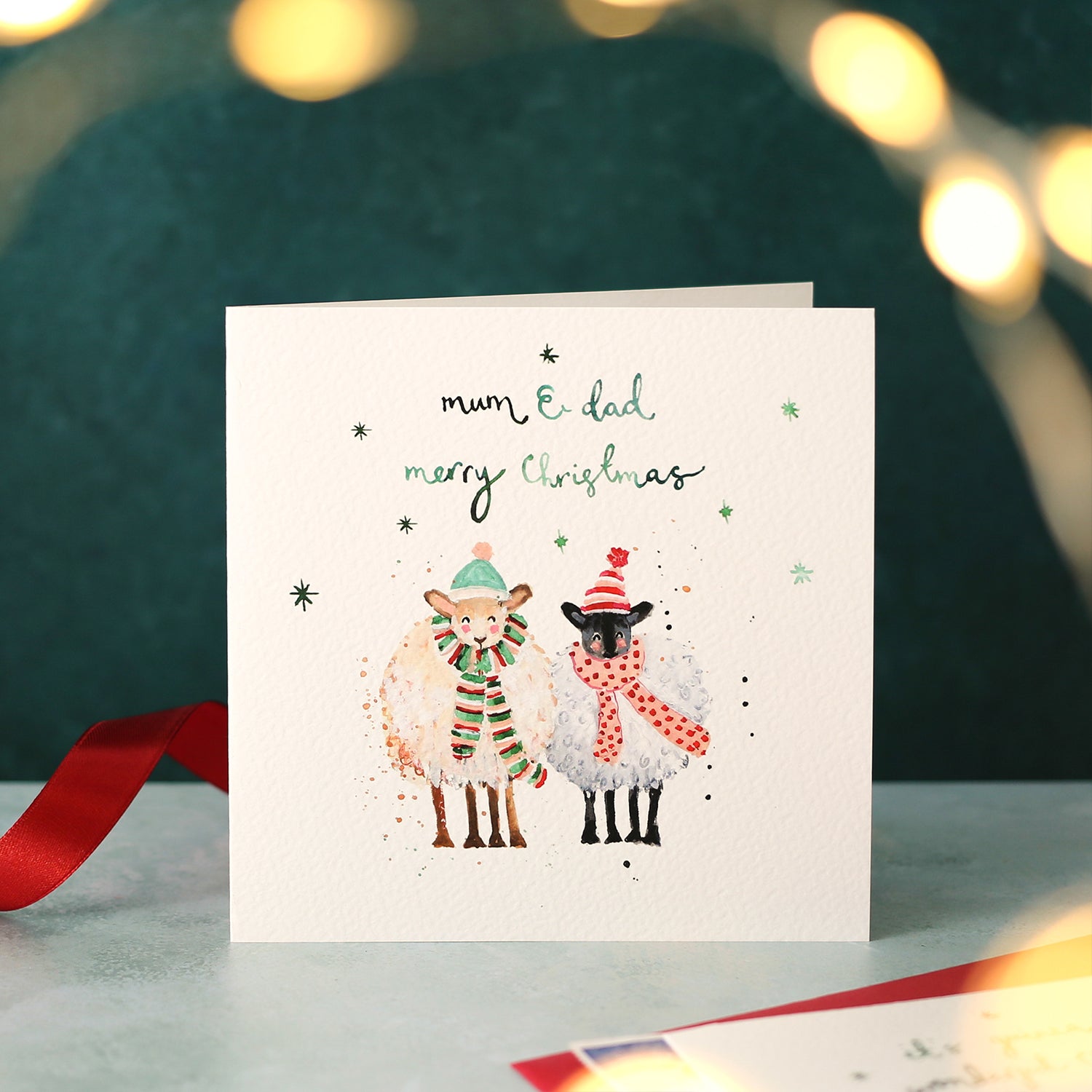 Merry Christmas Mum and Dad Sheep Christmas Card