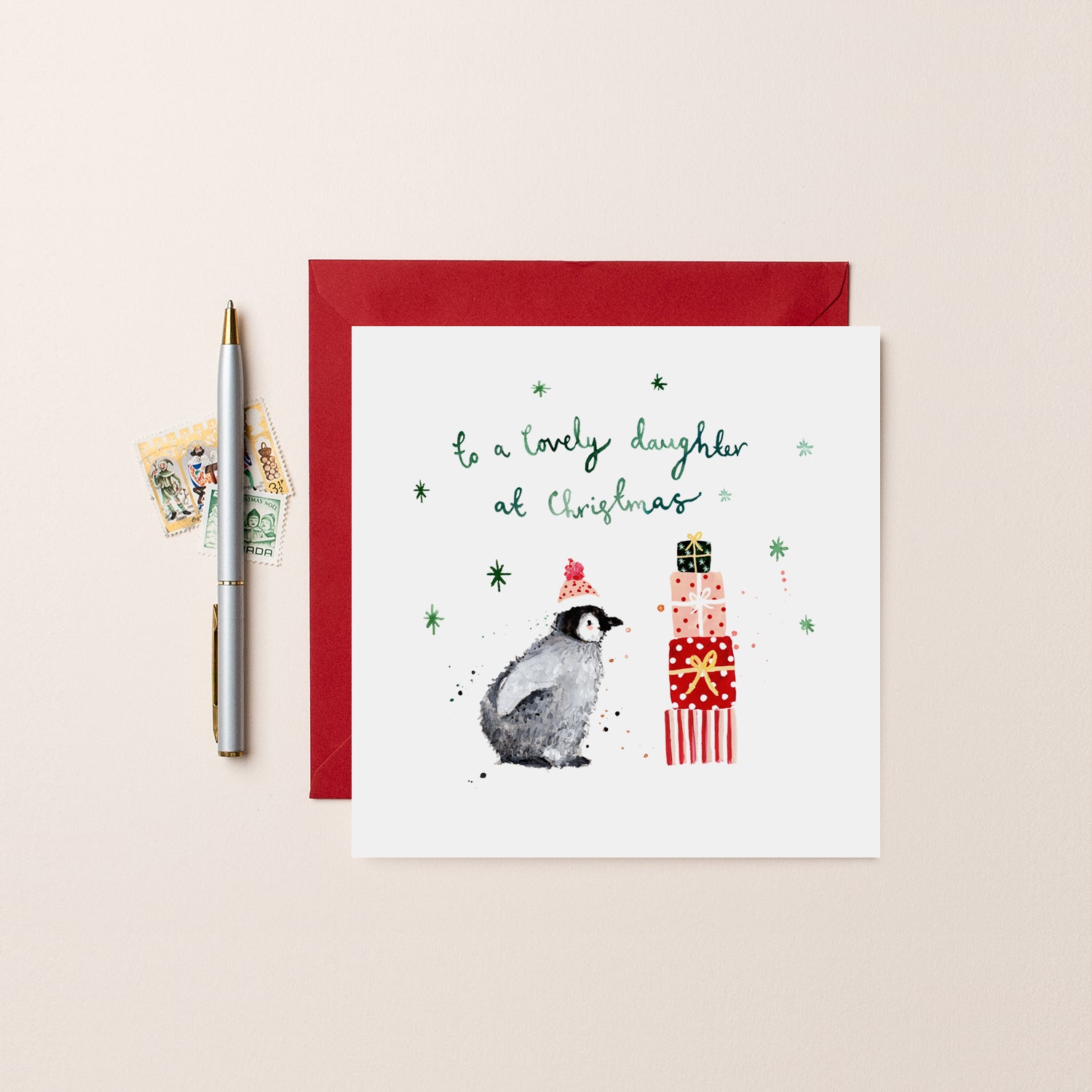 Penguin Lovely Daughter Christmas Card