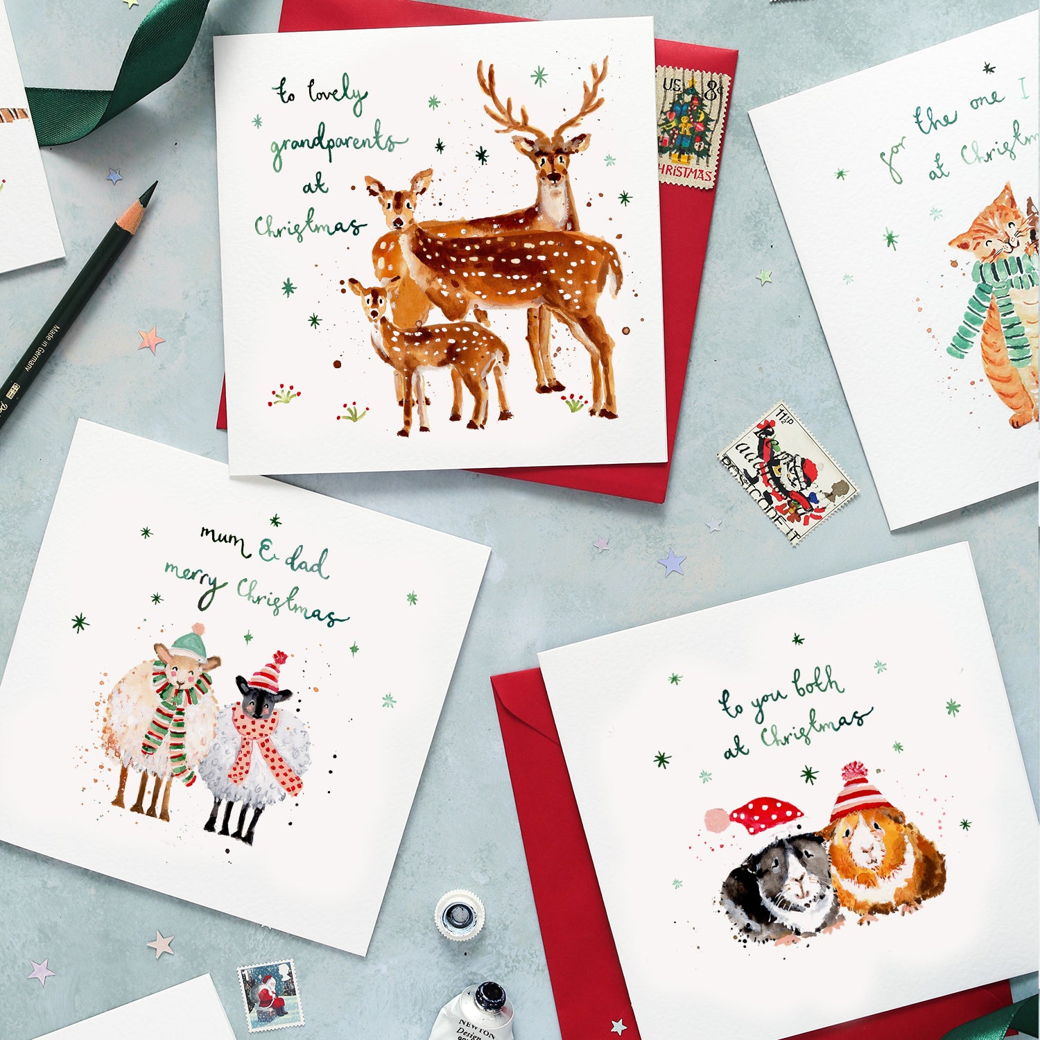 Deers Grandparents Christmas Card