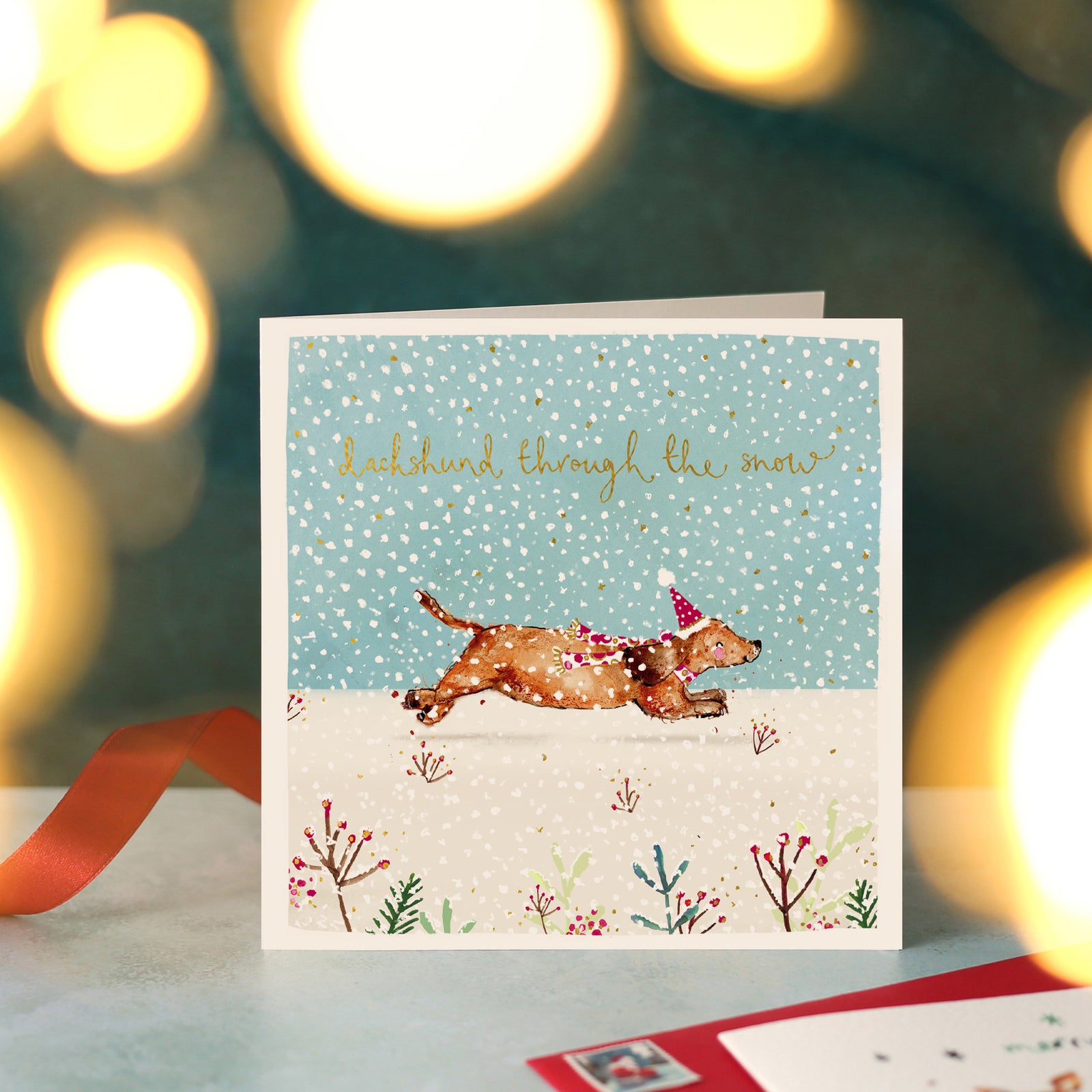 Dachshund Through the Snow Christmas Card