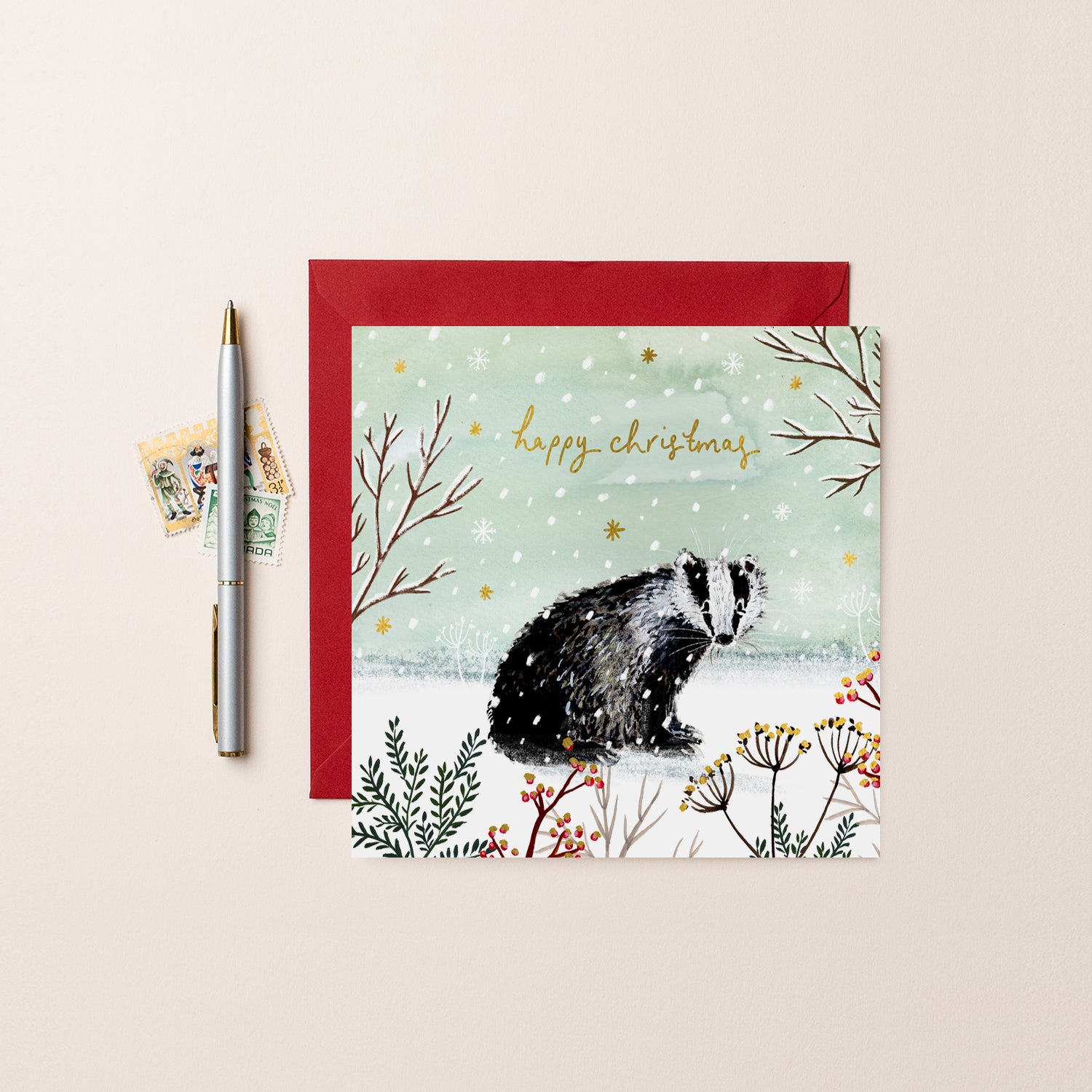 Happy Christmas Badger Christmas Card