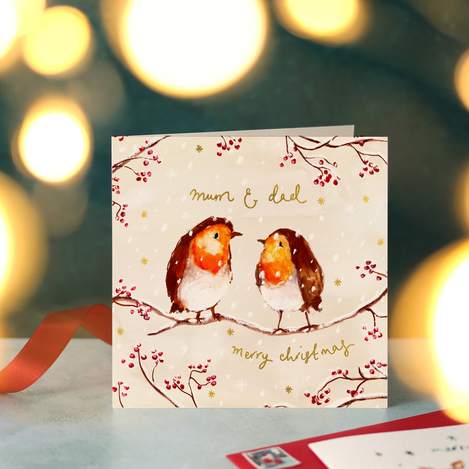 Robins Mum And Dad Merry Christmas Card