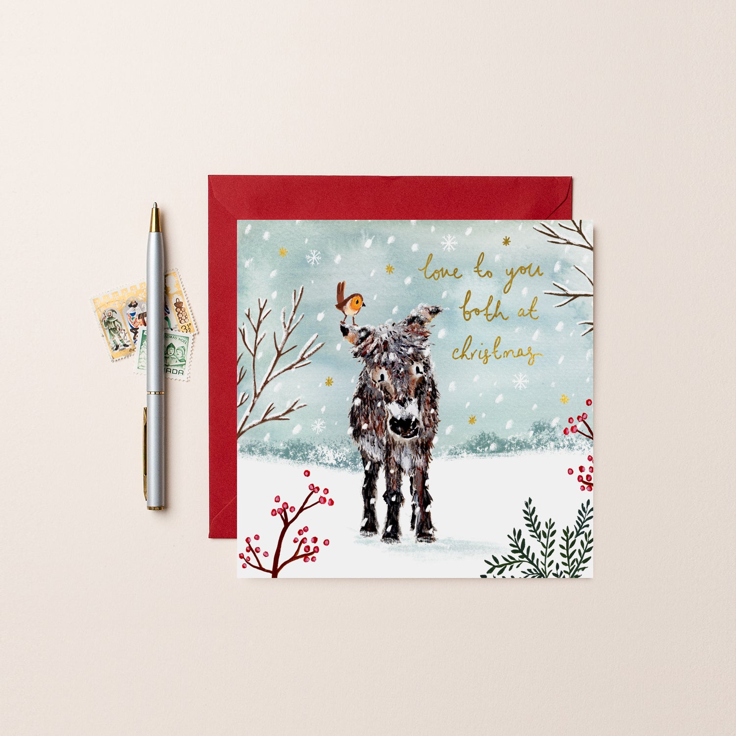 Donkey Love To You Both Christmas Card