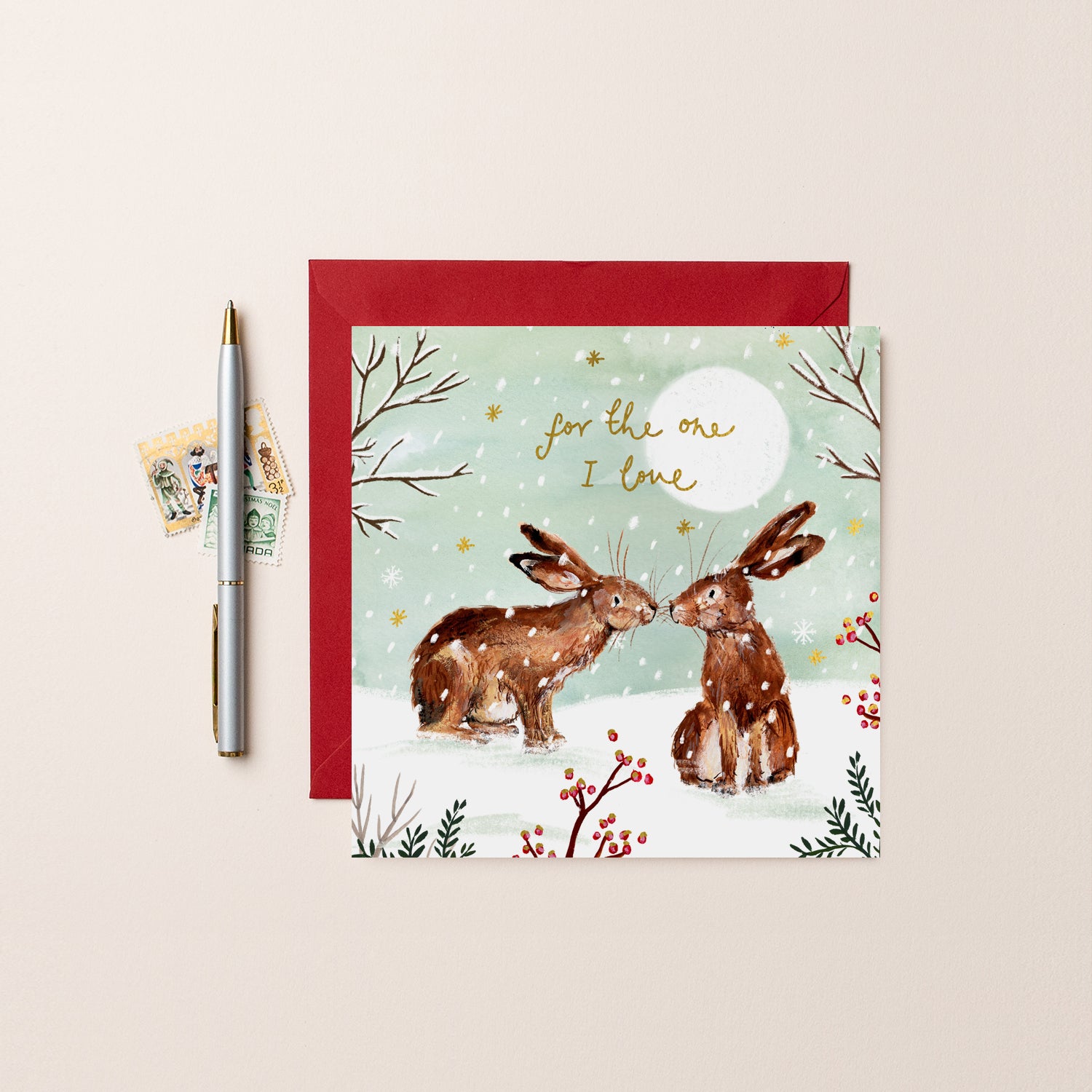 Hares For The One I Love Christmas Card