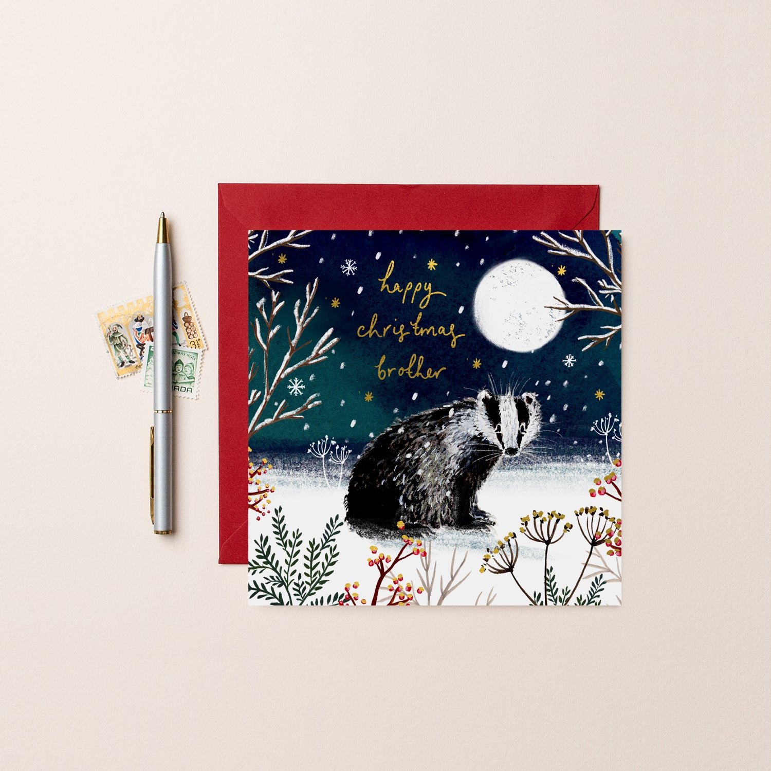 Badger Happy Christmas Brother Christmas Card