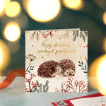 Hedgehogs Happy Christmas to Wonderful Grandparents Card