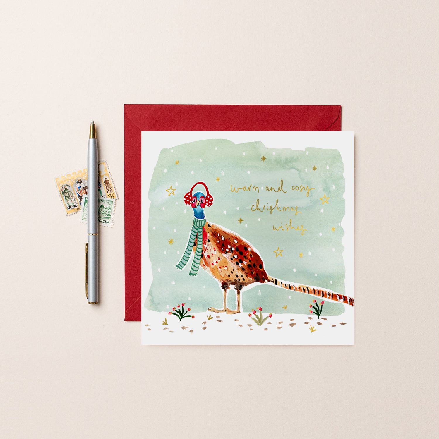 Pheasant Warm and Cosy Wishes Christmas Card