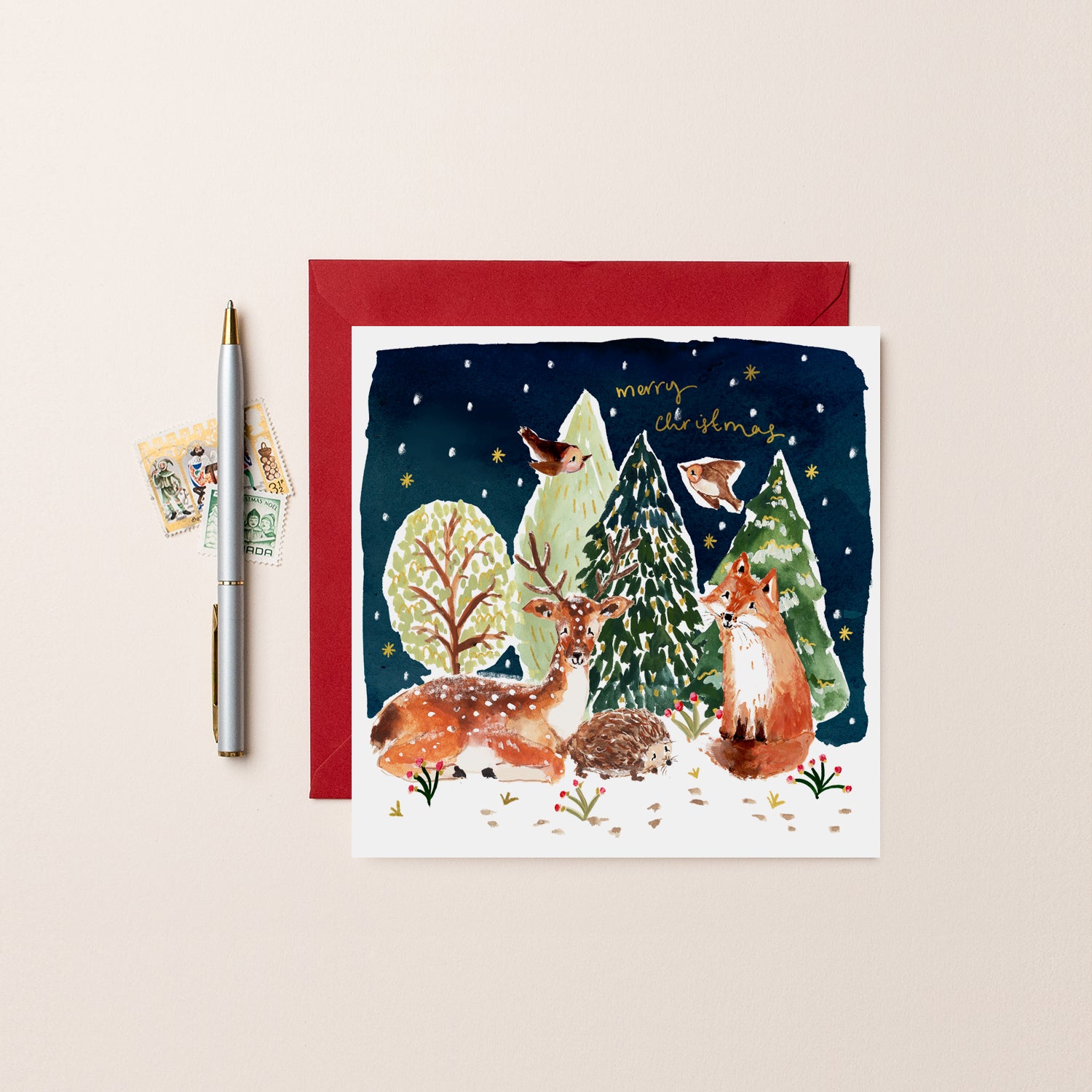 Snowy Woodland Scene Christmas Card