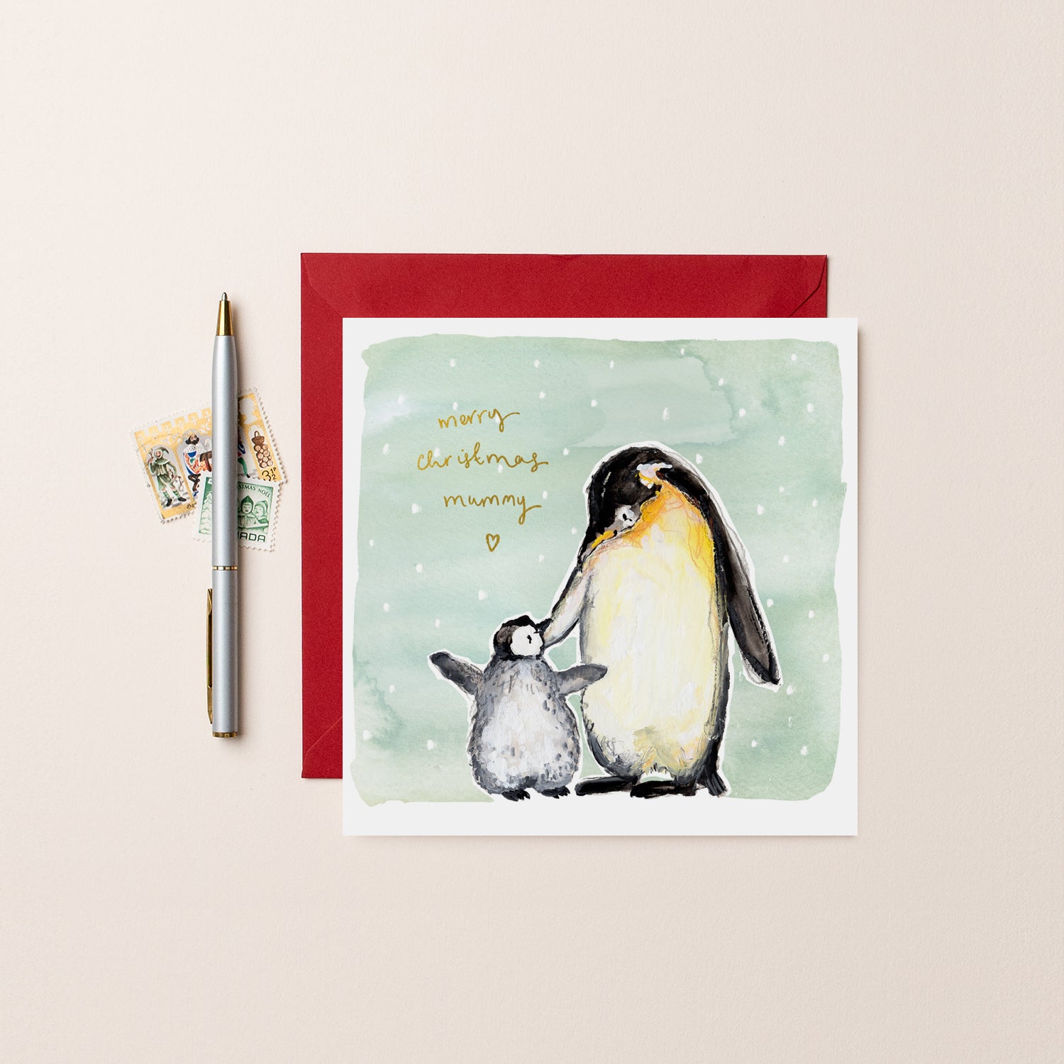 Penguins Merry Christmas Mummy Christmas Card