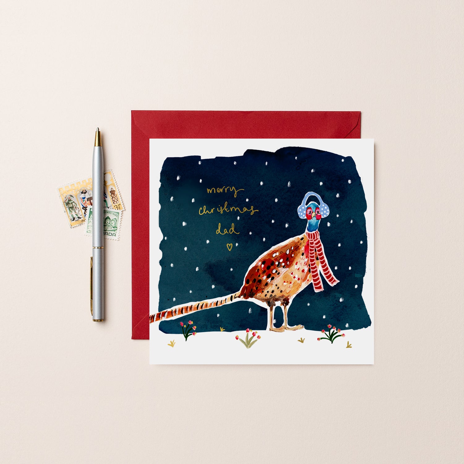 Pheasant Merry Christmas Dad Christmas Card