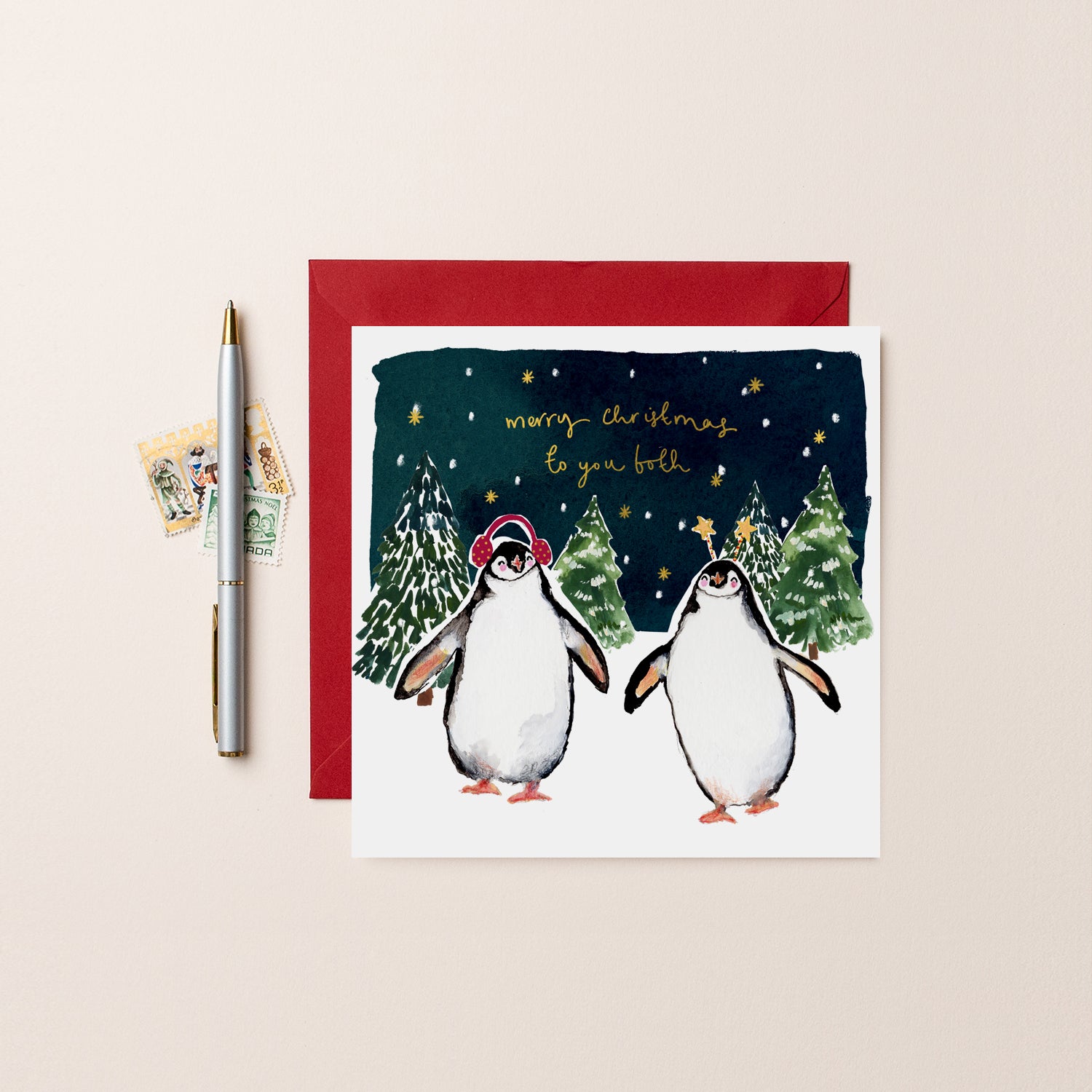 Penguins To You Both Christmas Card