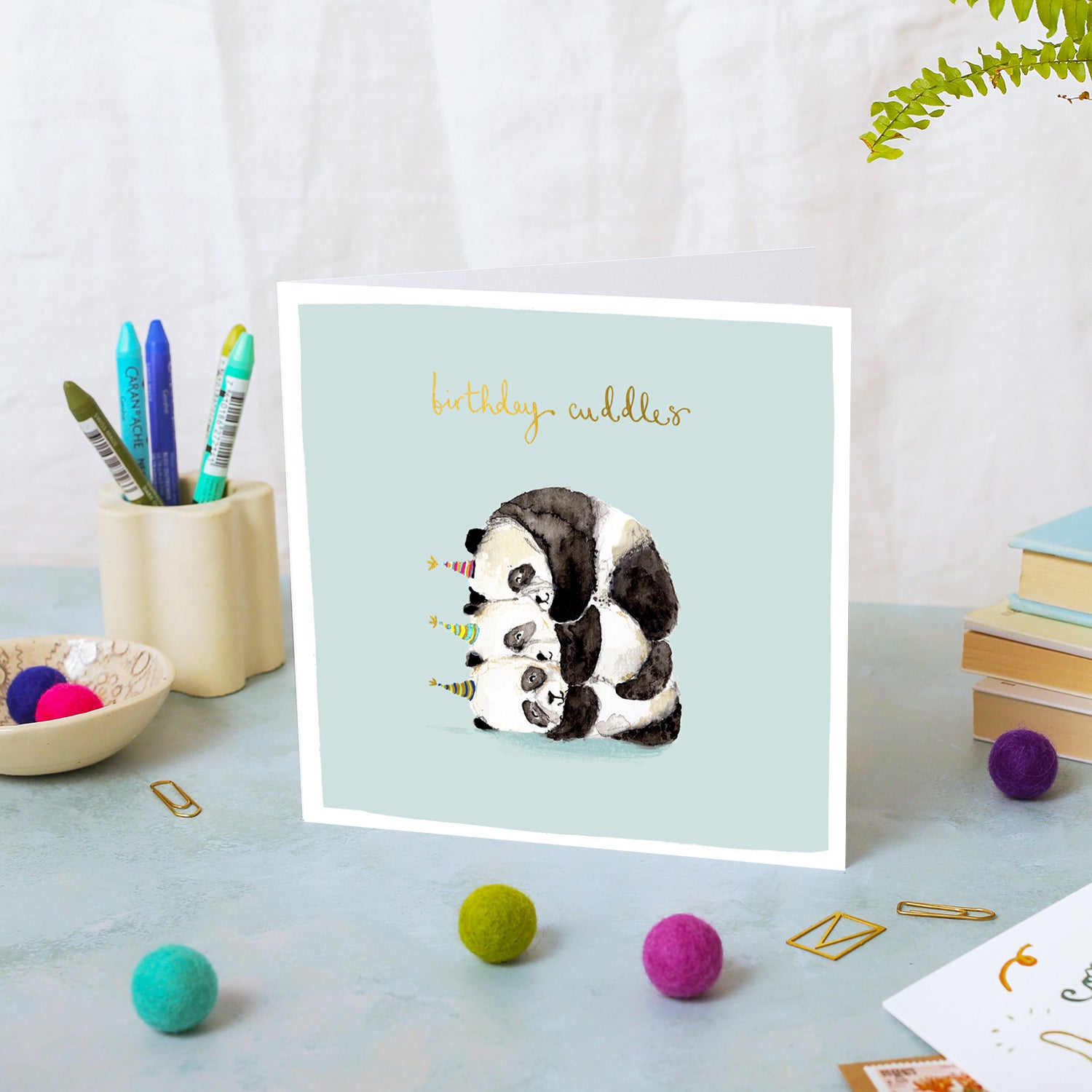 Pandas Cuddles Birthday Card