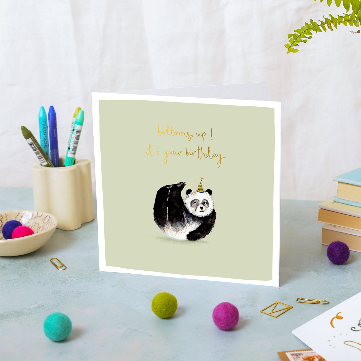 Panda Bottoms Up Birthday Card