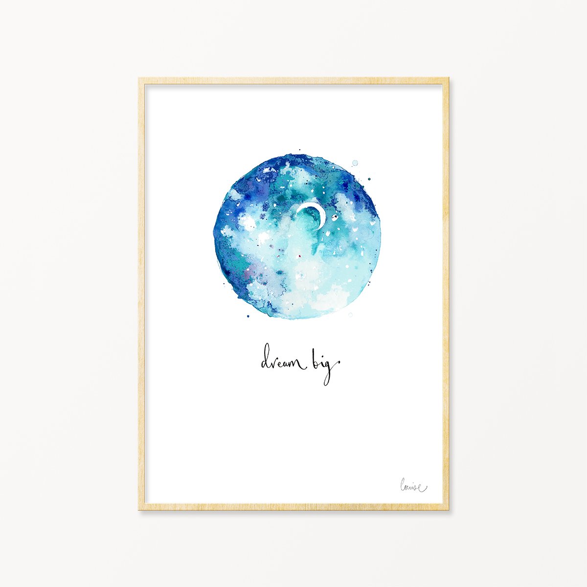 Image of illustrated dream big quote print in frame