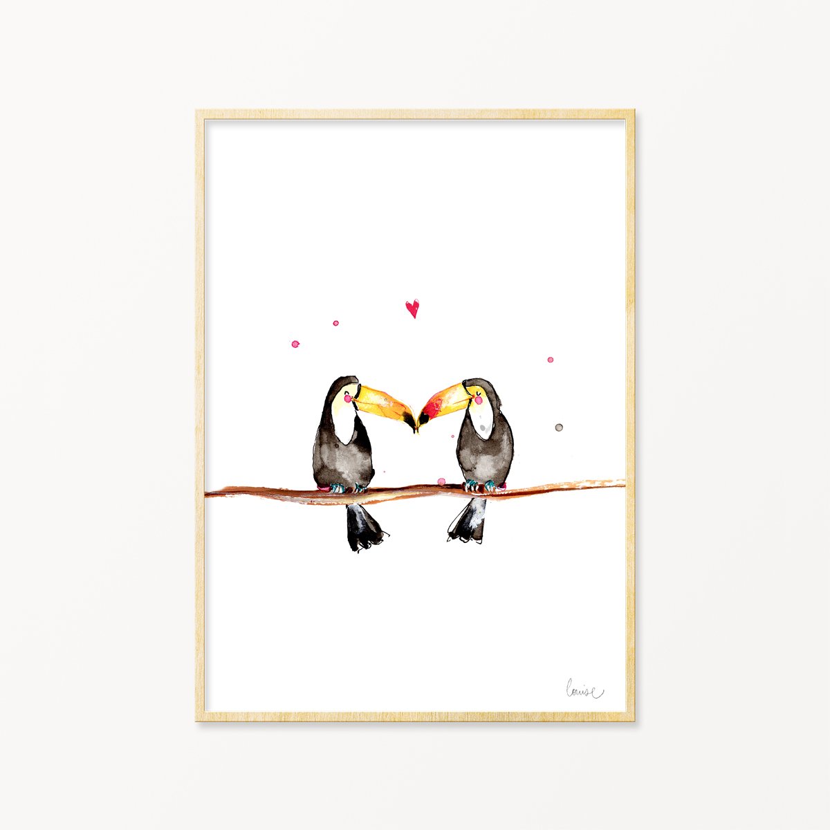 Image of illustrated toucans print in frame