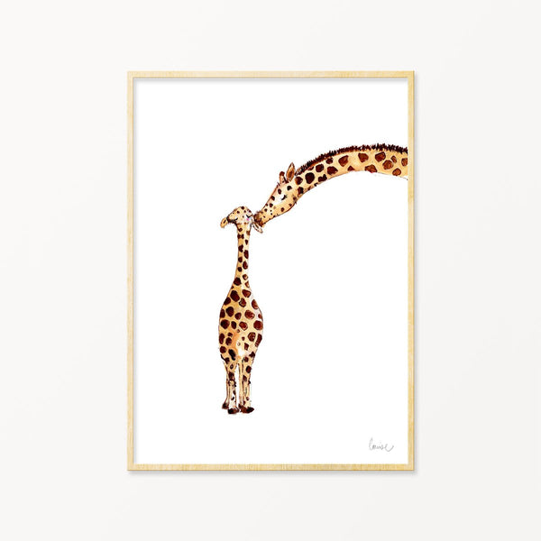 Image of illustrated giraffe print in frame