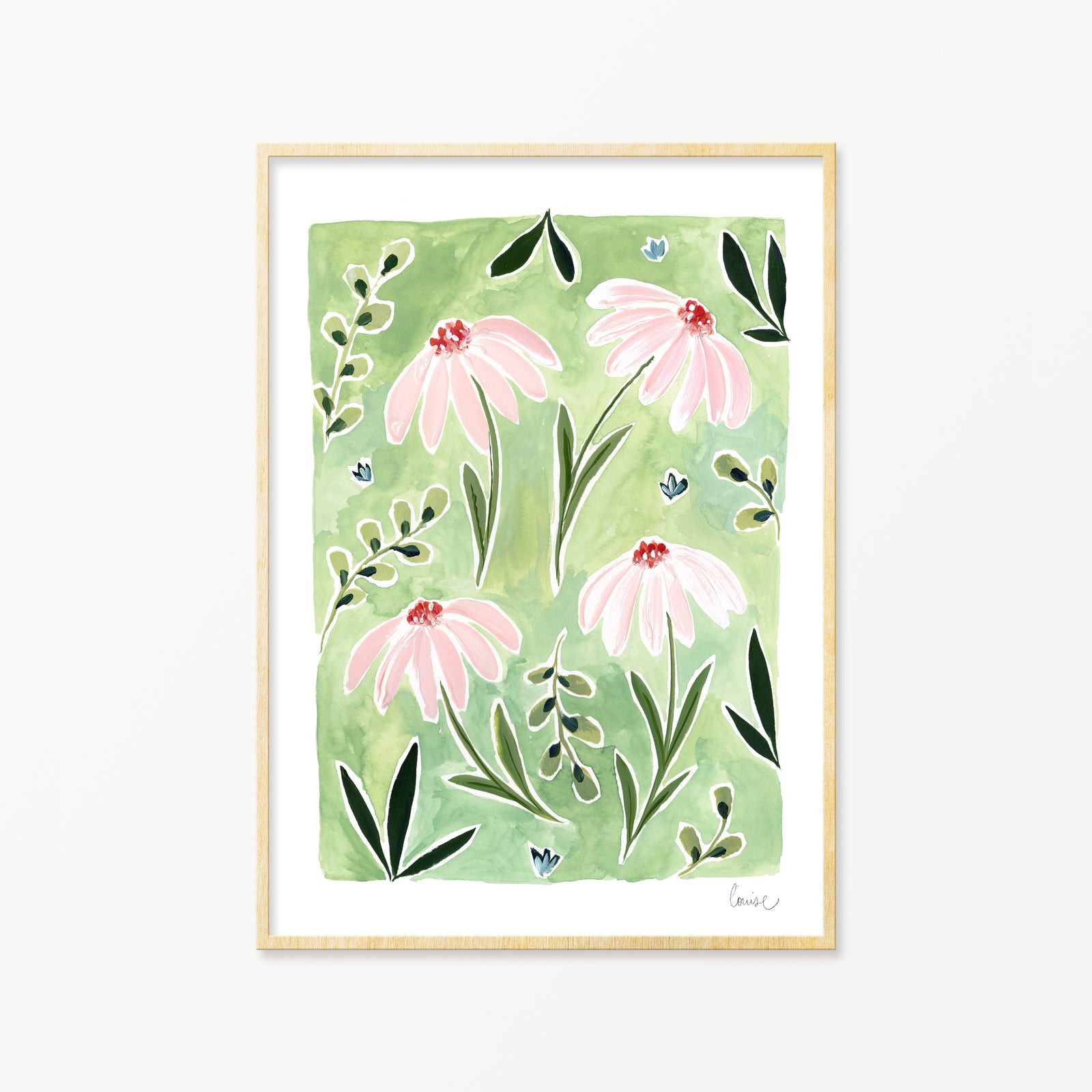 Image of illustrated wild daisies in a frame