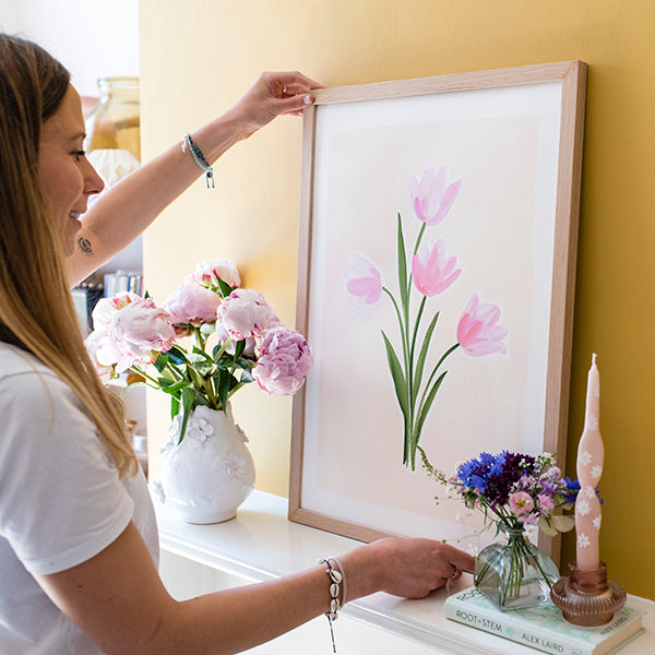 Image of illustrated tulips in a frame