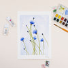 Image of illustrated cornflowers in a frame
