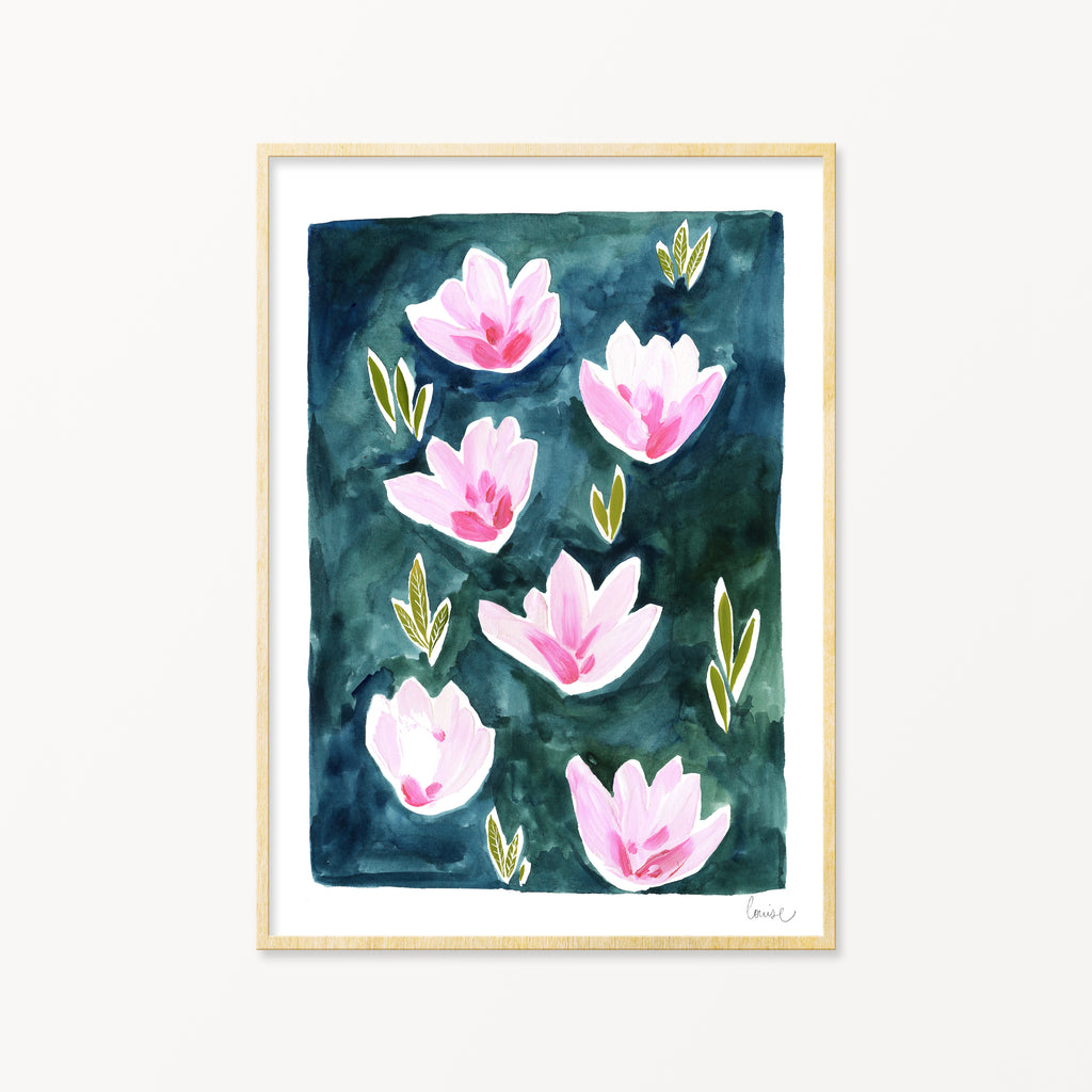 Image of illustrated magnolias in a frame