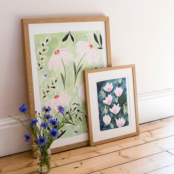 Image of illustrated magnolias in a frame