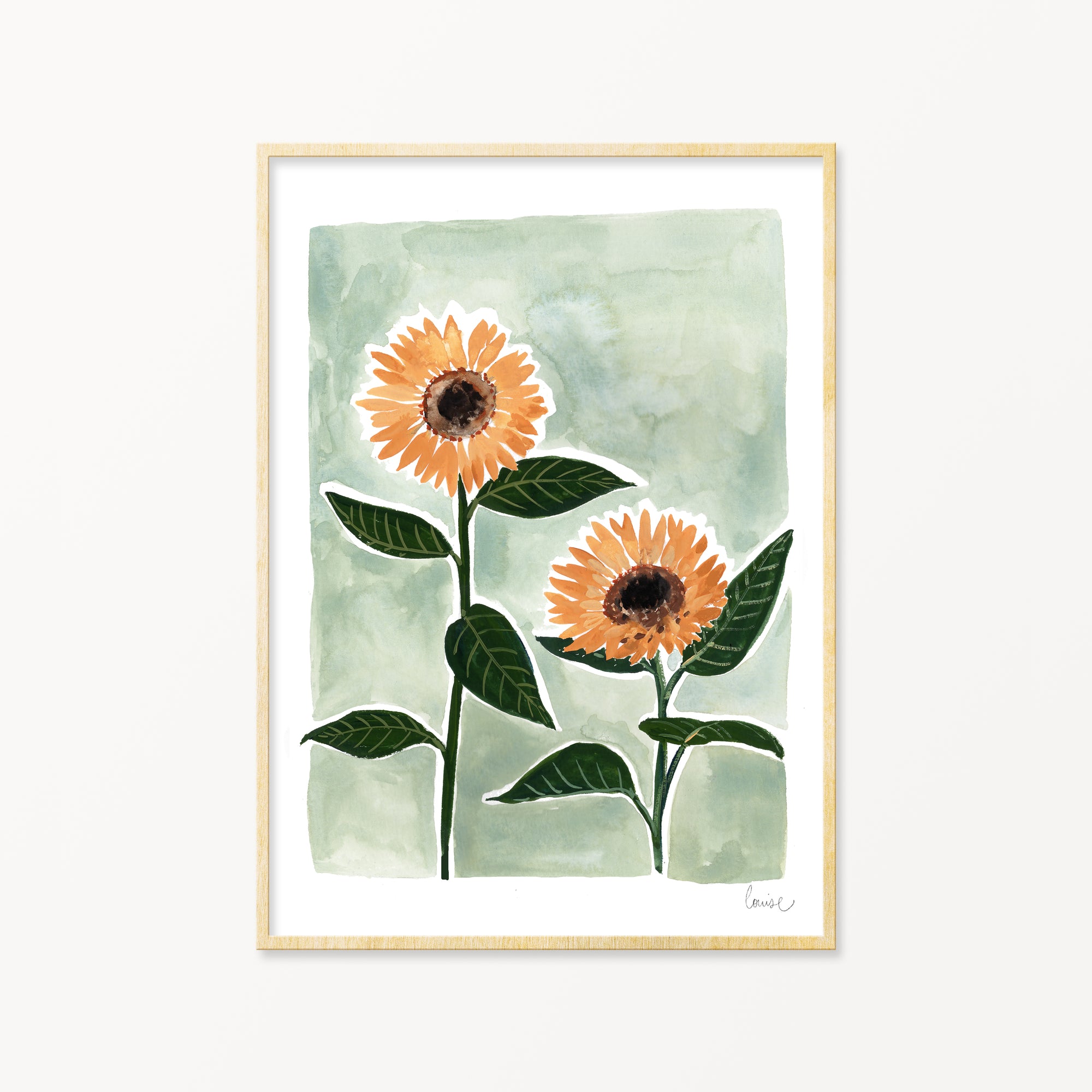 Image of illustrated sunflowers in a frame